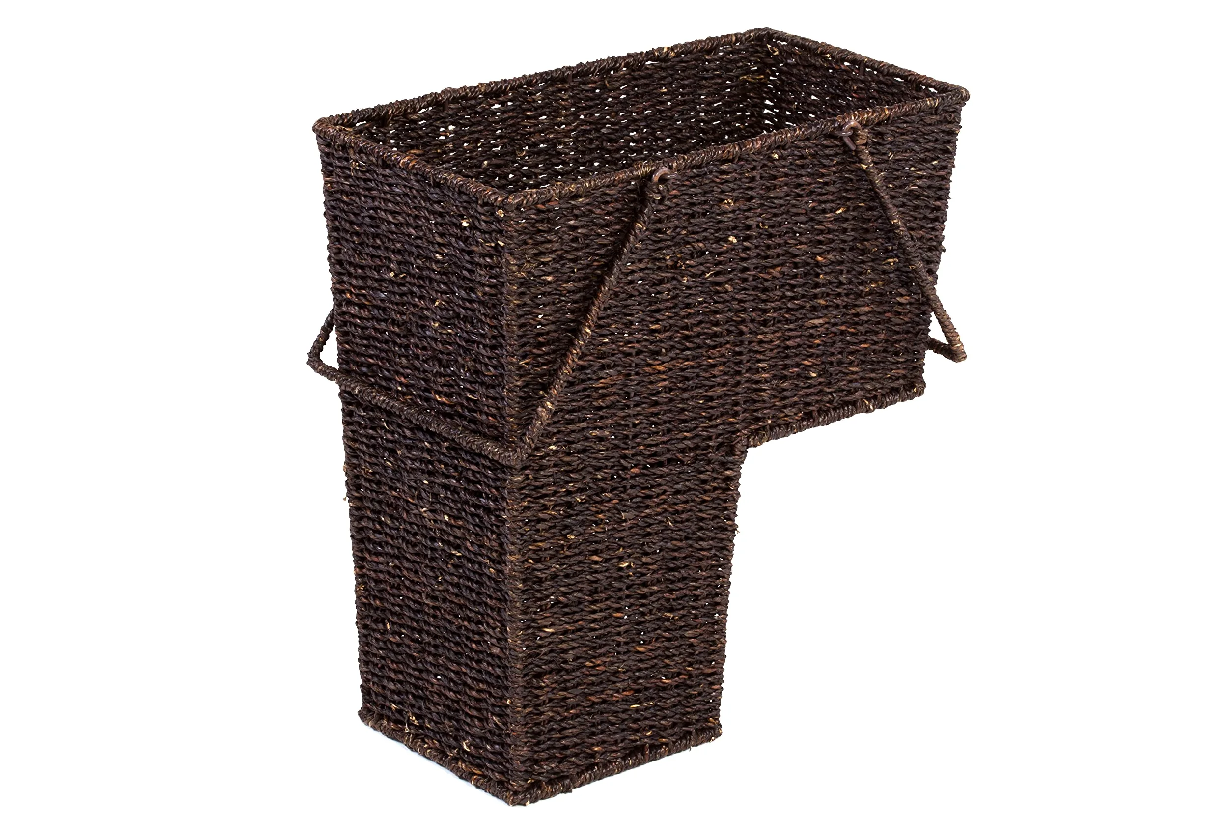 Trademark Innovations Wicker Storage Stair Basket with Handles Cestino Scala, Materiale: Vimini, Marrone, 36 cm