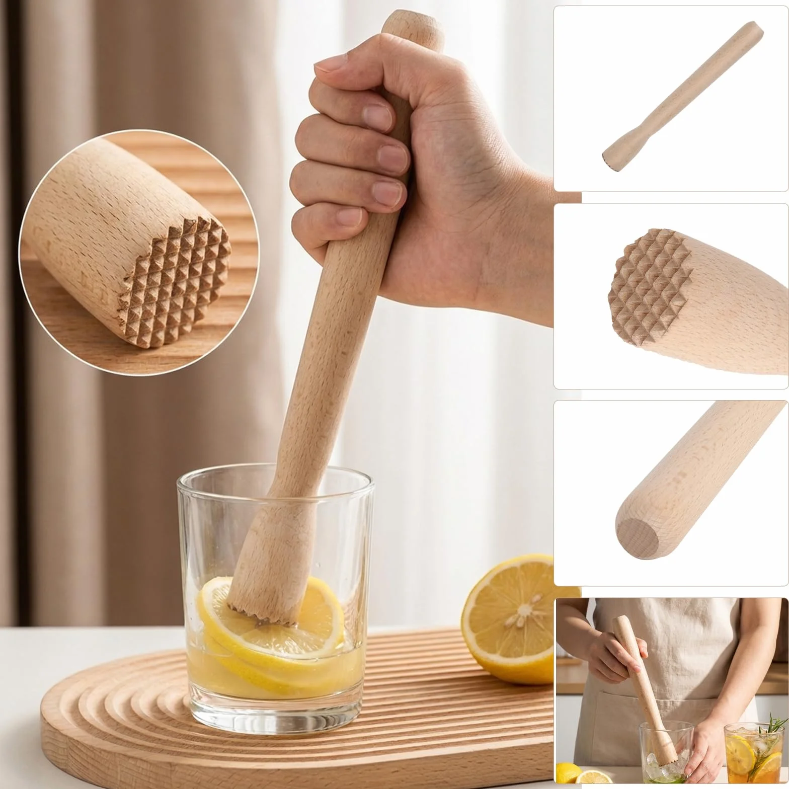 Pestello per Fermentazione, Pestellos Manuale in Legno, Pestello in Legno, Pestellos per Crauti, per la Fermentazione di Kimchi, Crauti E Prodotti Fermentati