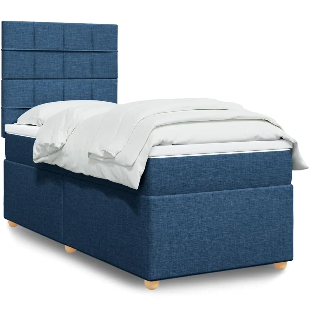 vidaXL Giroletto a Molle con Materasso Blu 80x200 cm inTessuto