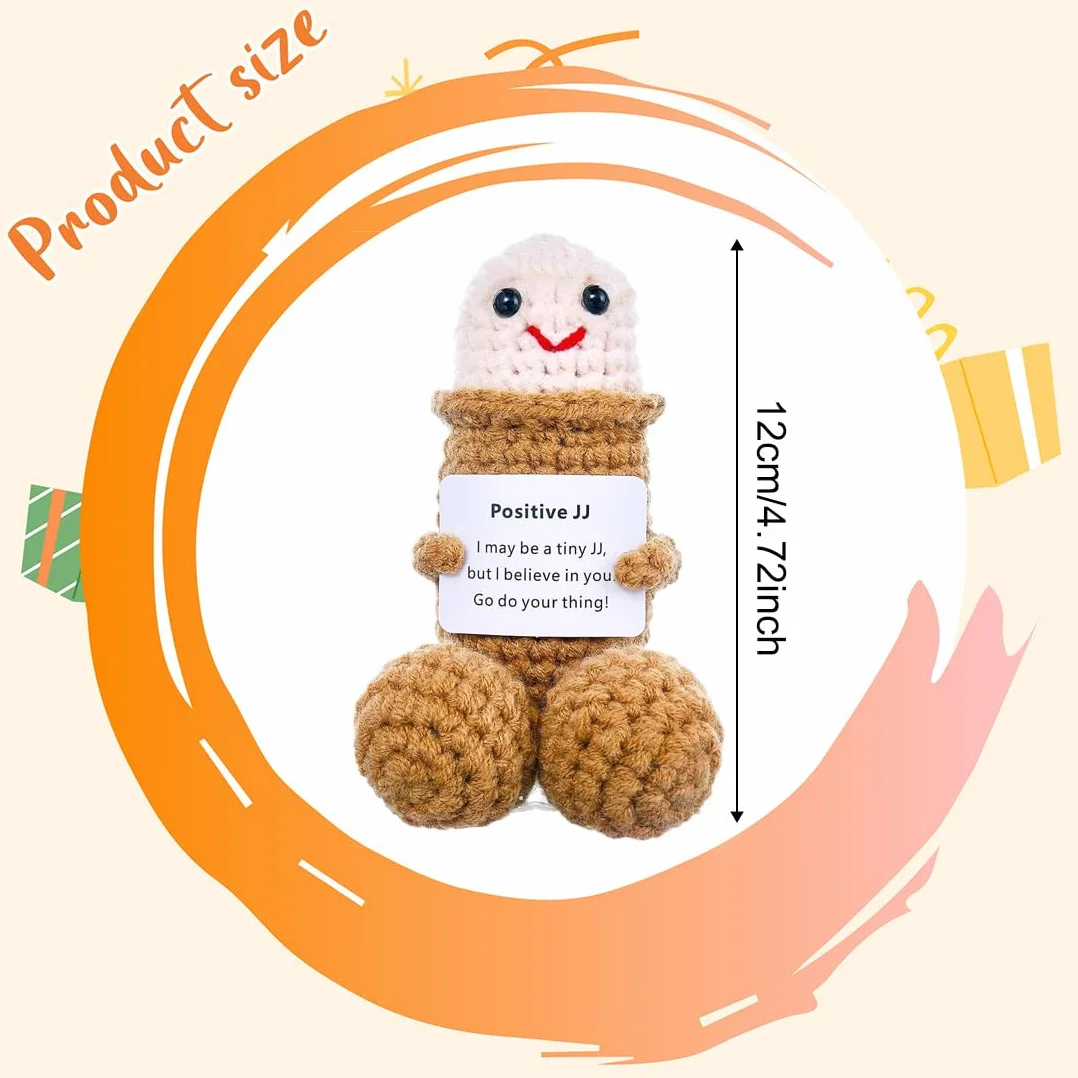 Positive Anatre Idea Regalo Compleanno- Creative Knitted Positive Anatre Doll- Gadget Scrivania Carino Portafortuna, Regali Originali per Laurea Collega Sorella Amica Ufficio