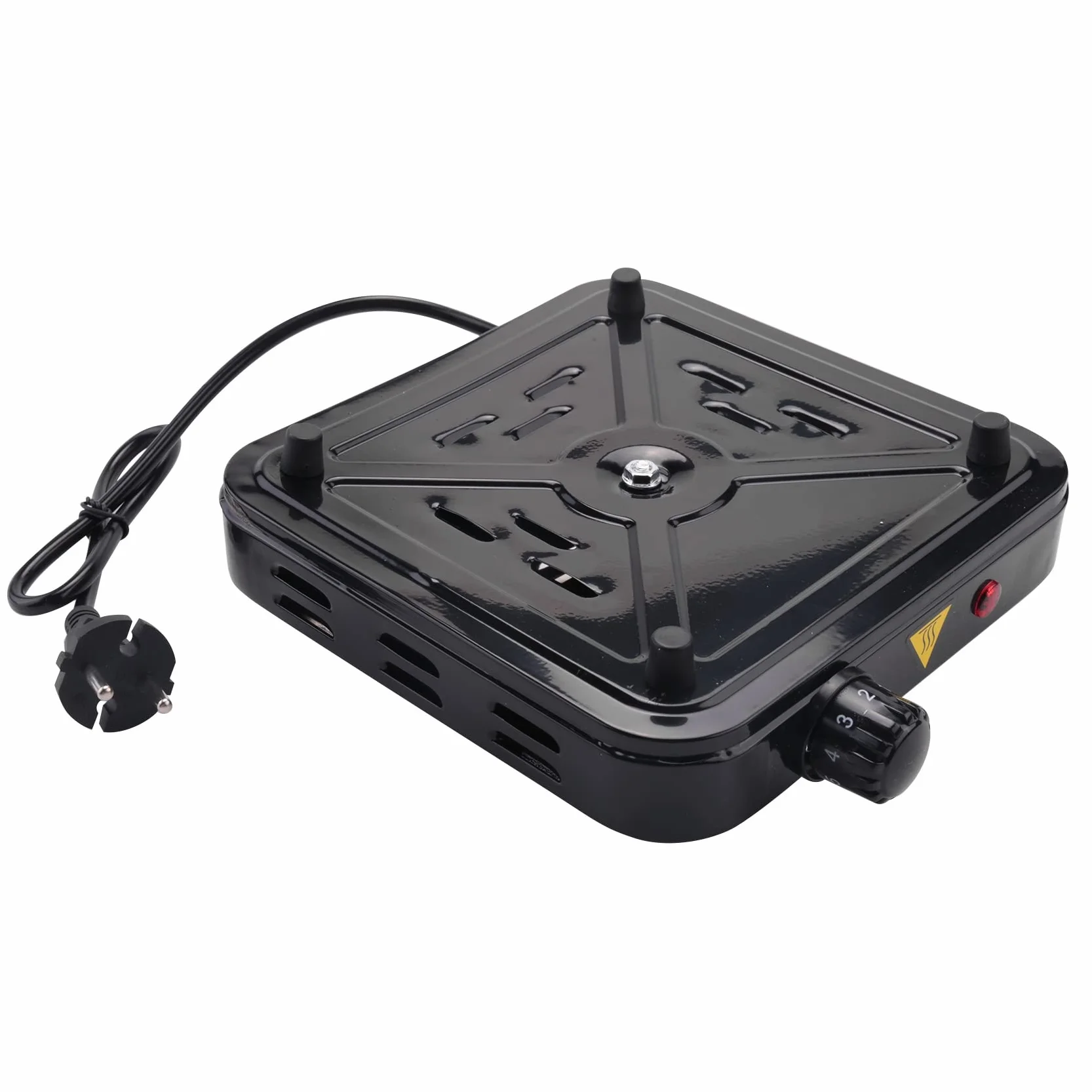 Stufa elettrica a bruciatore singolo, compatta e portatile, piastra riscaldante a temperatura regolabile, 1500 W, spina europea nera e acciaio inossidabile