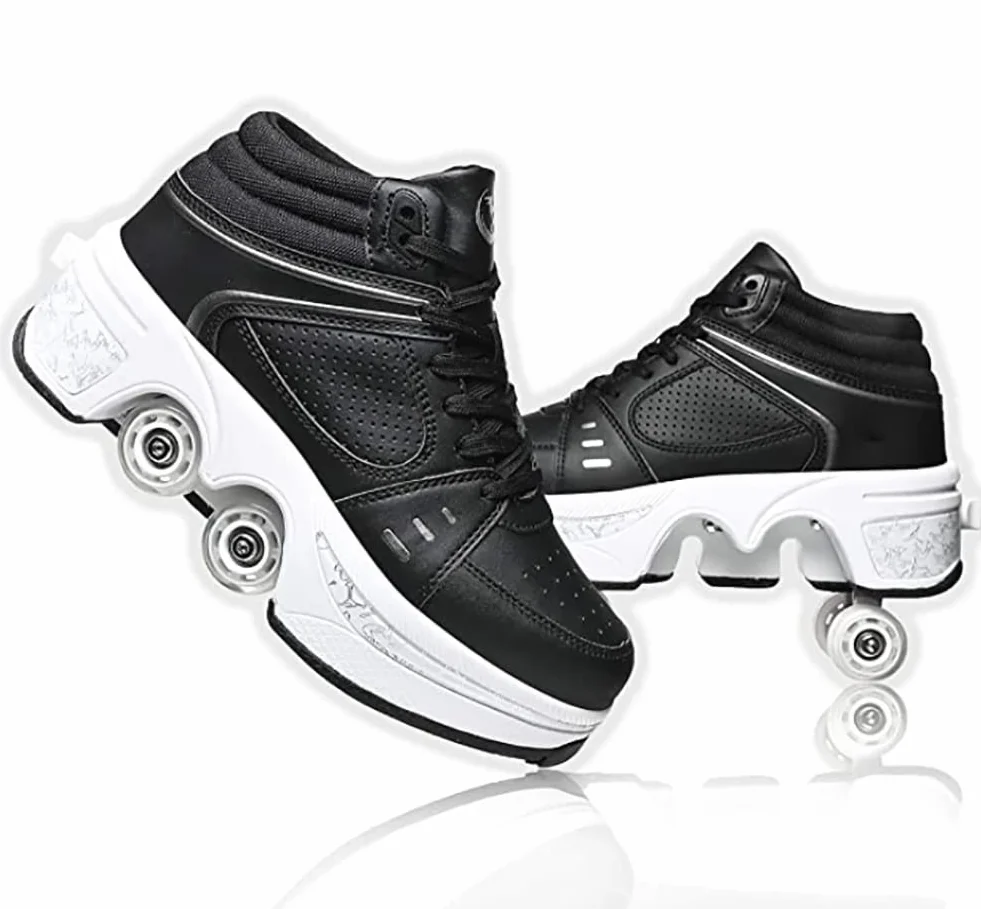 Pattini a rotelle regolabili con ruote LED luminose per scarpe sportive
