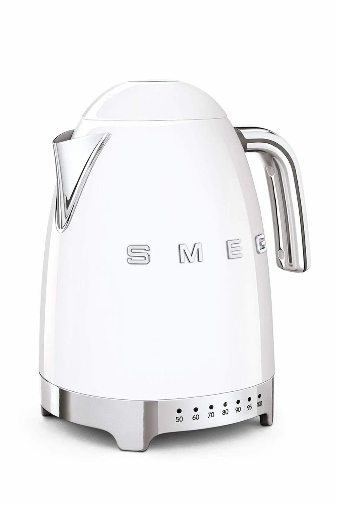 Smeg, Bollitore Temperatura Variabile KLF04WHEU 1,7L, Più Livelli di Temperatura, Filtro Anticalcare Lavabile, Autospegnimento Sicurezza, Indicatore Livello Acqua, Avvolgicavo, Potenza 2400W, Bianco