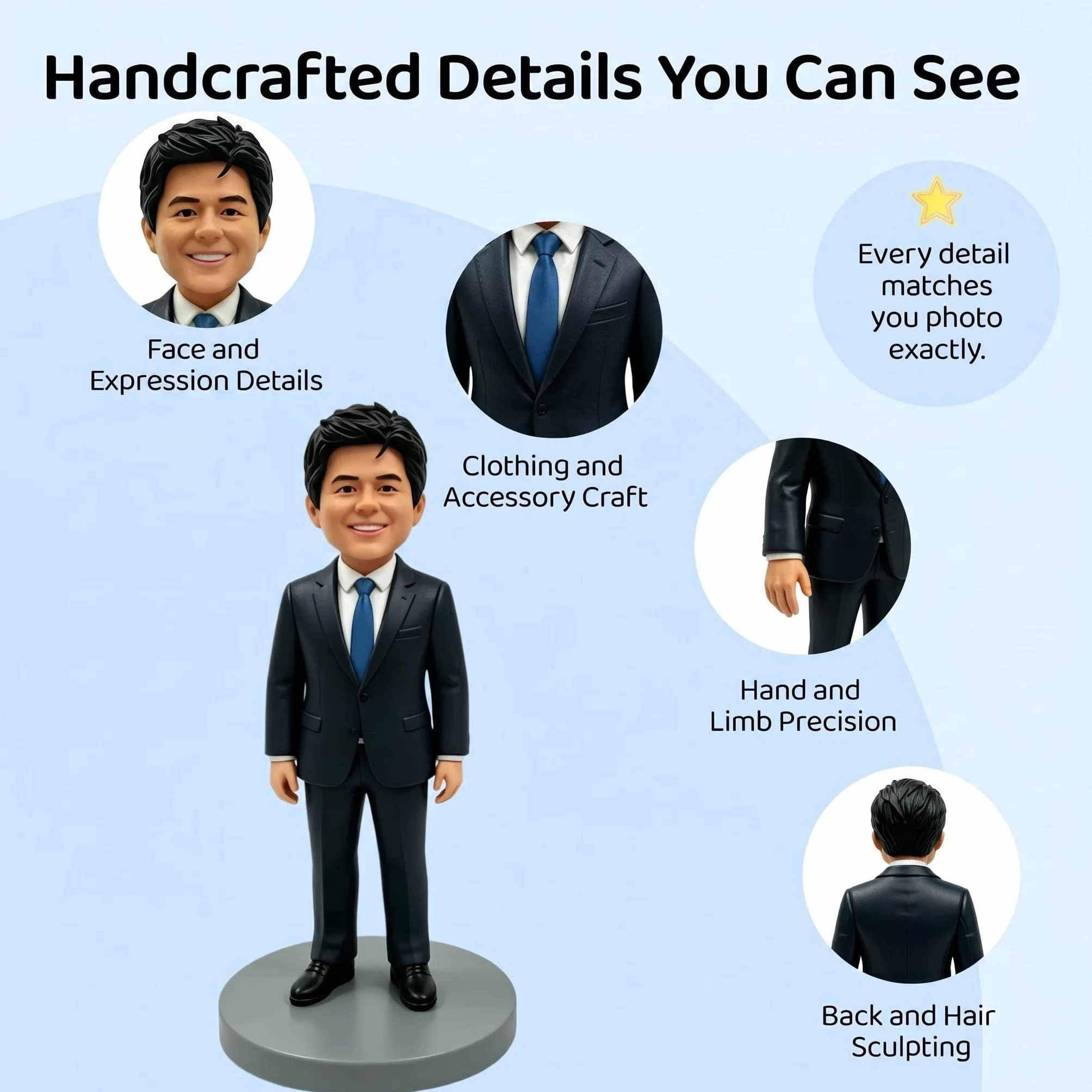 Bobblehead personalizzato per ufficio, statuetta 3D personalizzata da foto, statua in argilla polimerica fatta a mano, mini tazza da caffè da scrivania, decorazione da scrivania per compleanno