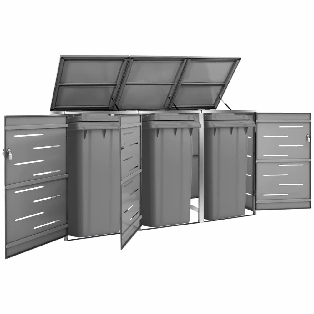 vidaXL Copribidone per Spazzatura Singolo 69x77,5x112,5cm Acciaio Inox