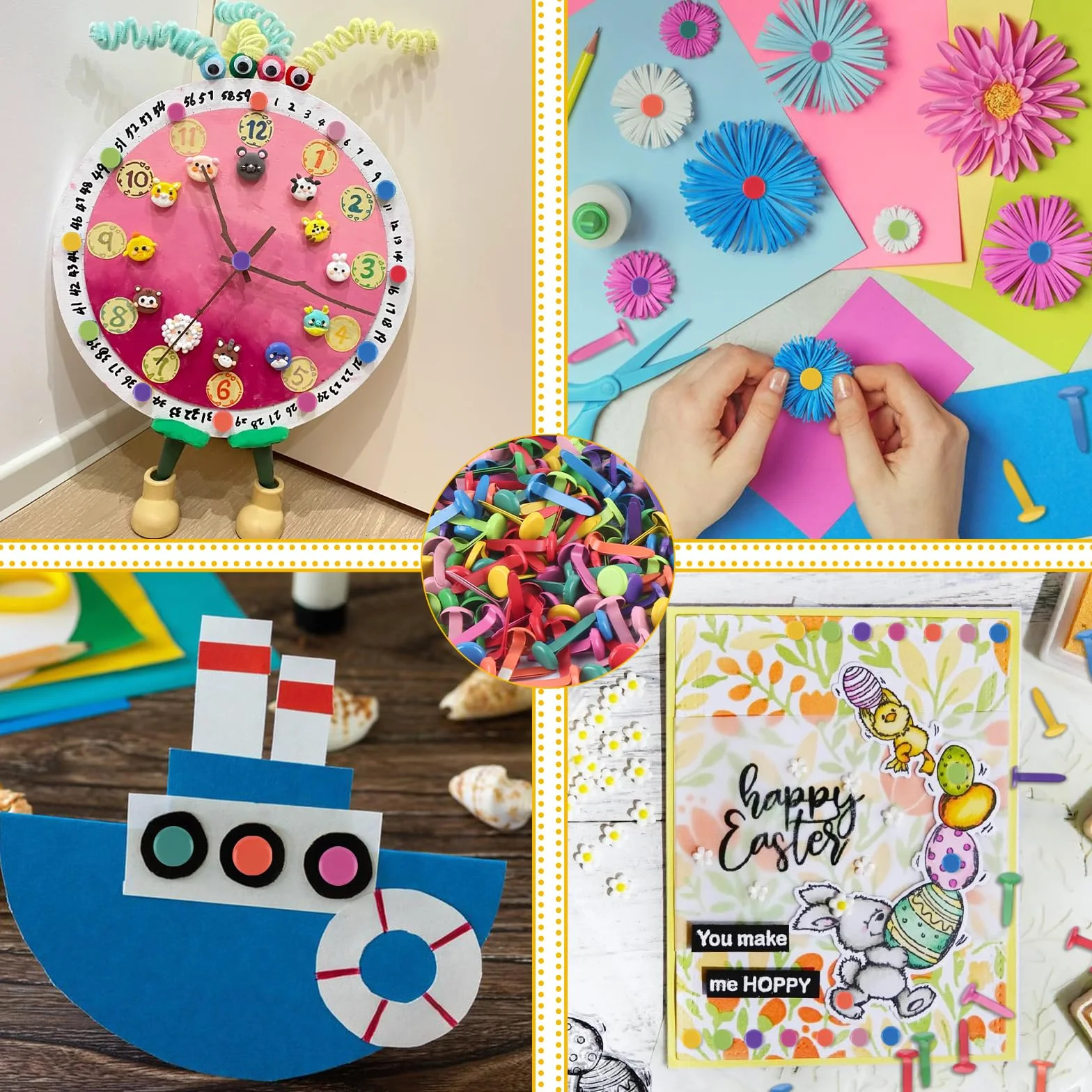 400 Pezzi Fermacampioni, Brads Rotondi in Metallo Colorati, Fermacampioni Piccoli da 8 x 17mm, Mini Fermacampioni per Scrapbooking, Carta, Artigianato Fai da Te