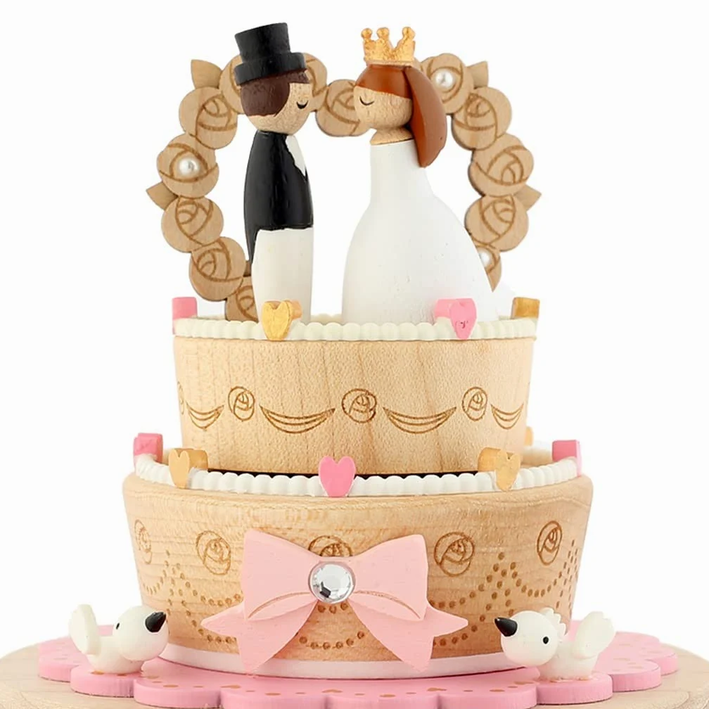 Custodia Musicale per Decorazioni Music Box di legno, Musical Box figura della torta Matrimonio coppia, Music Box for il compleanno regalo festa della donna ragazze di nozze San Valentino Carillon