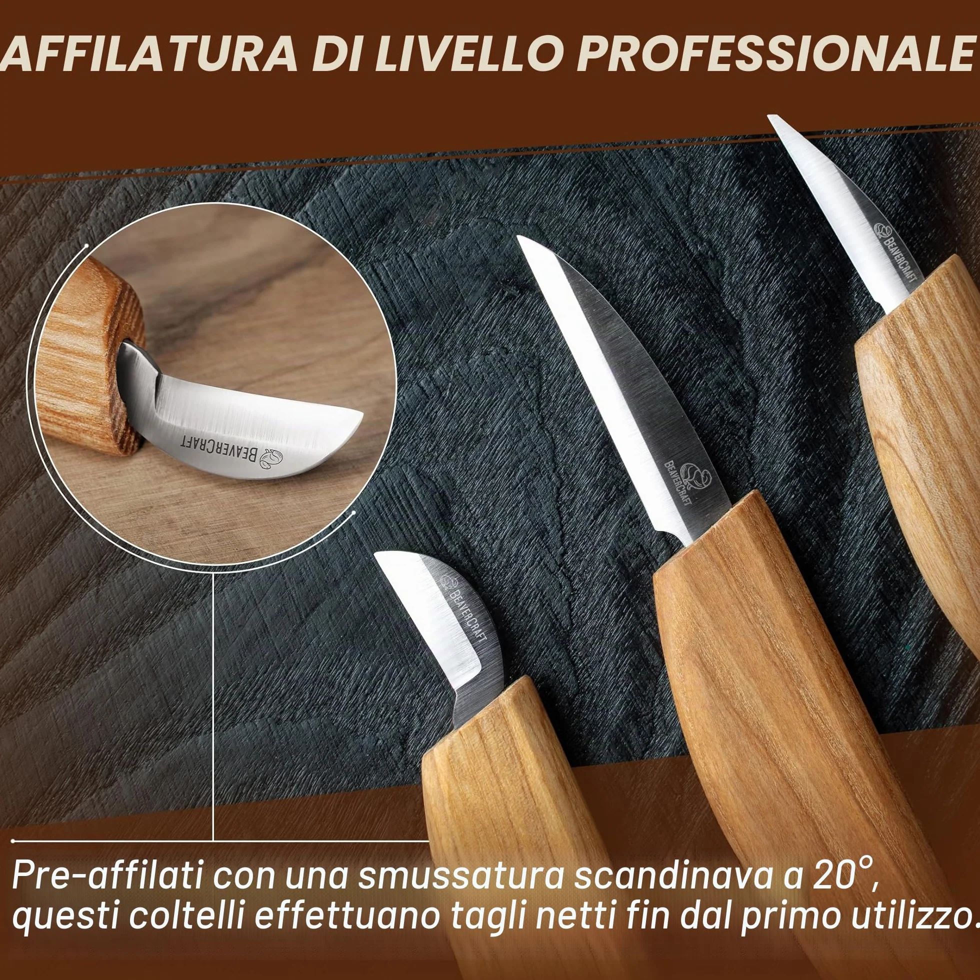 BeaverCraft S15 - Kit per intaglio del legno, set di strumenti per intaglio del legno, kit di coltelli da intaglio, set di coltelli da intaglio, per principianti