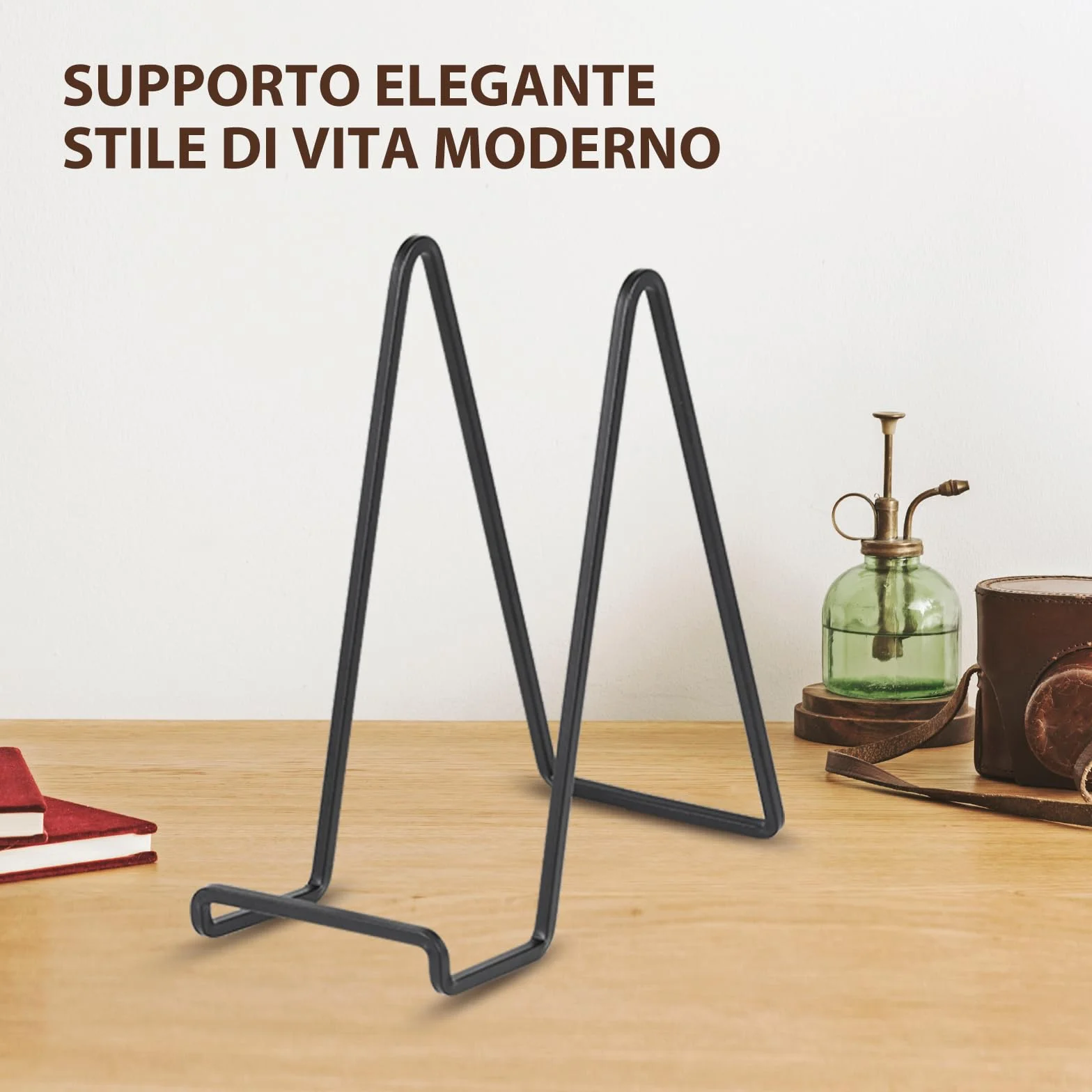 DIDUDIDU Cavalletto, supporto per piatti in Ferro, grande - supporto per piatti - Cavalletti per Tavolo - Espositori per Piatto Decorativo | Cornice Foto | Libri - Nero - 2 pezzi - 25 cm