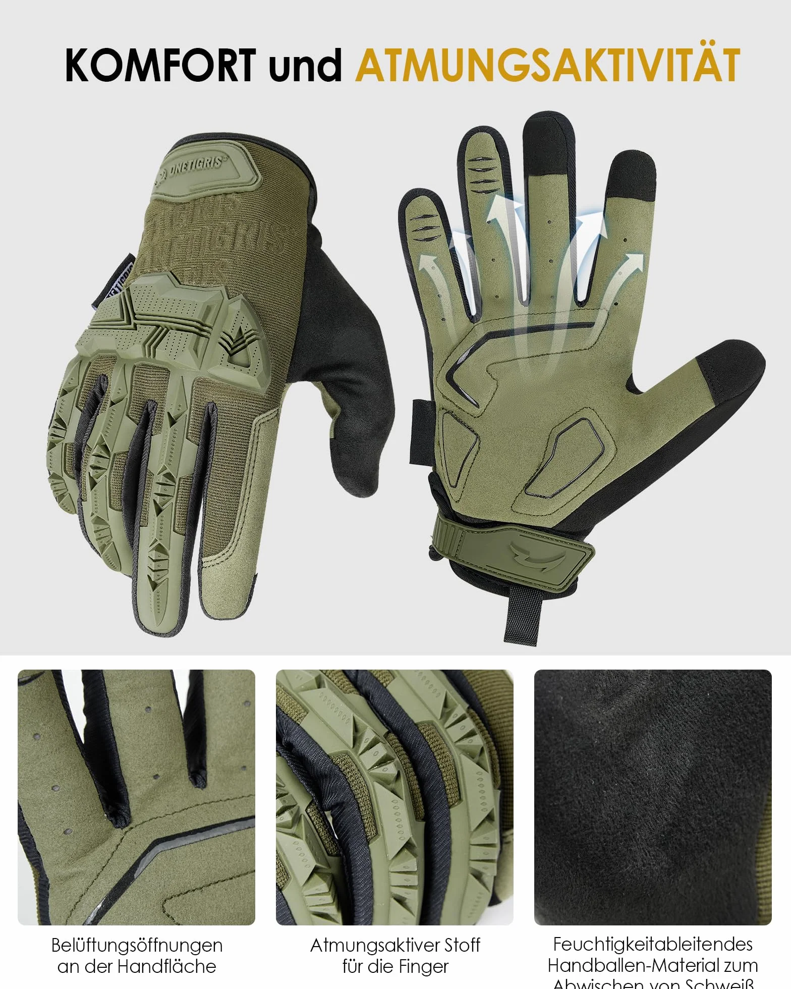 OneTigris Guanti tattici militari touch screen guanti da moto all'aperto guanti da motocross, guanti da arrampicata per softair, paintball, trekking, caccia, ciclismo