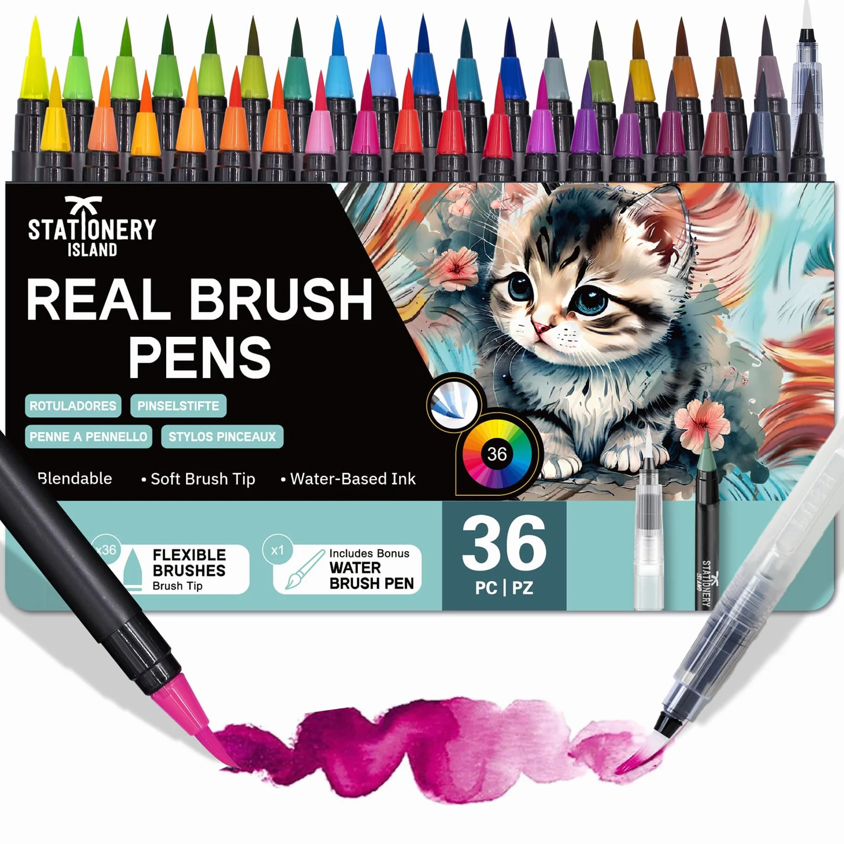 Pennarelli Acquarello 36 Colori con Penna Pennello Set Calligrafia Disegno