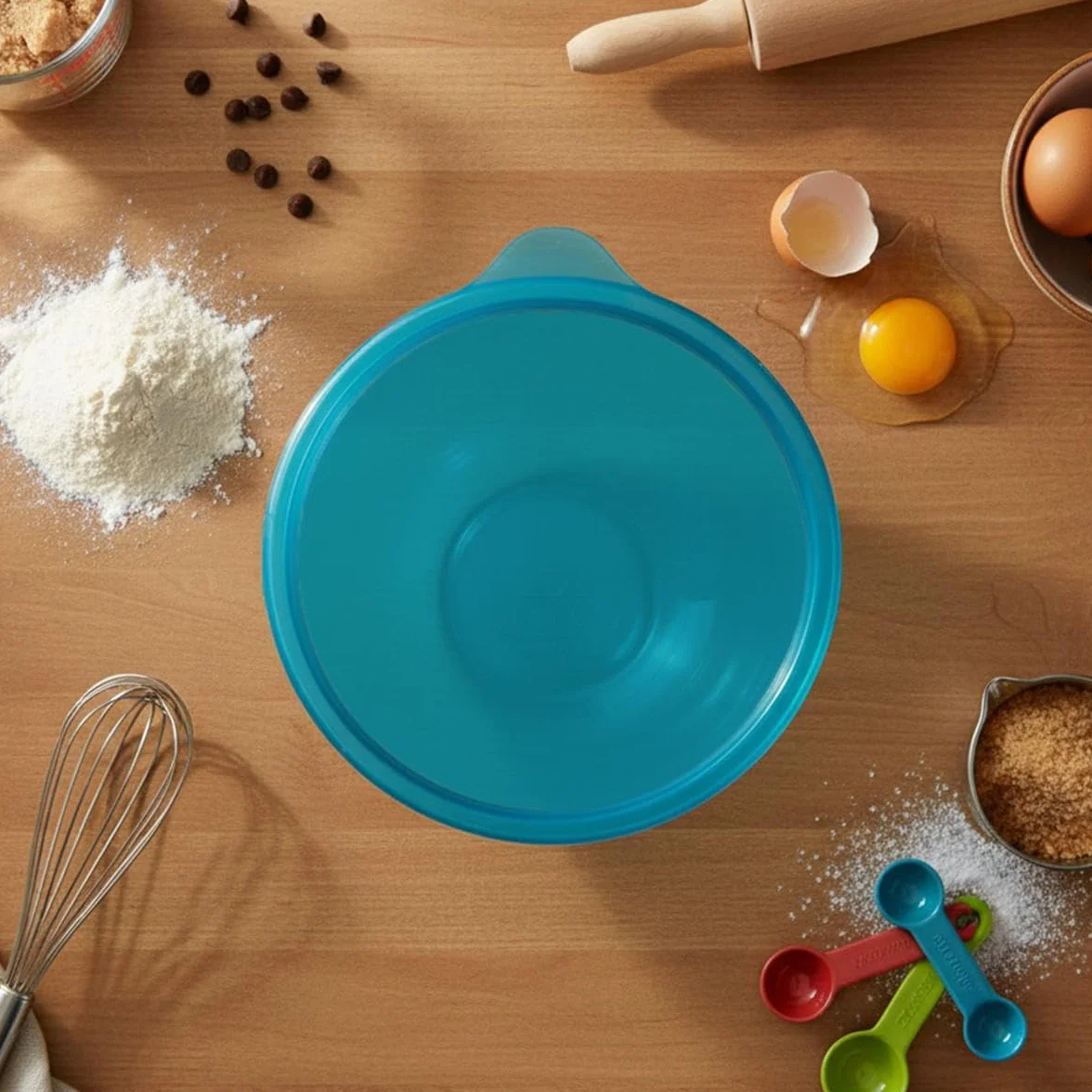 Pyrex 180P000 Ciotola di vetro ad alta resistenza con coperchio, Trasparente/Blu, 2 L