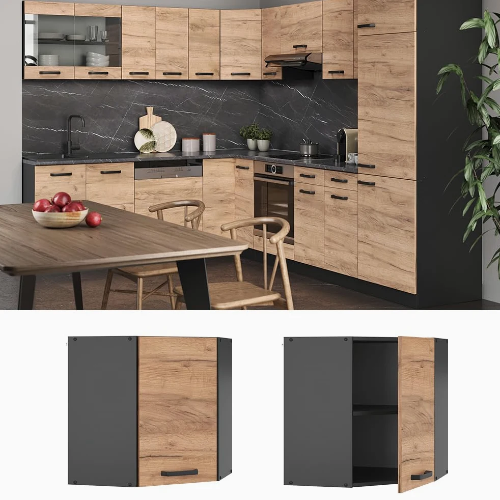 Vicco Mobile angolare da cucina R-Line, Rovere dorato, 57 cm, per la libera combinazione all'interno di sistemi cucina modulari