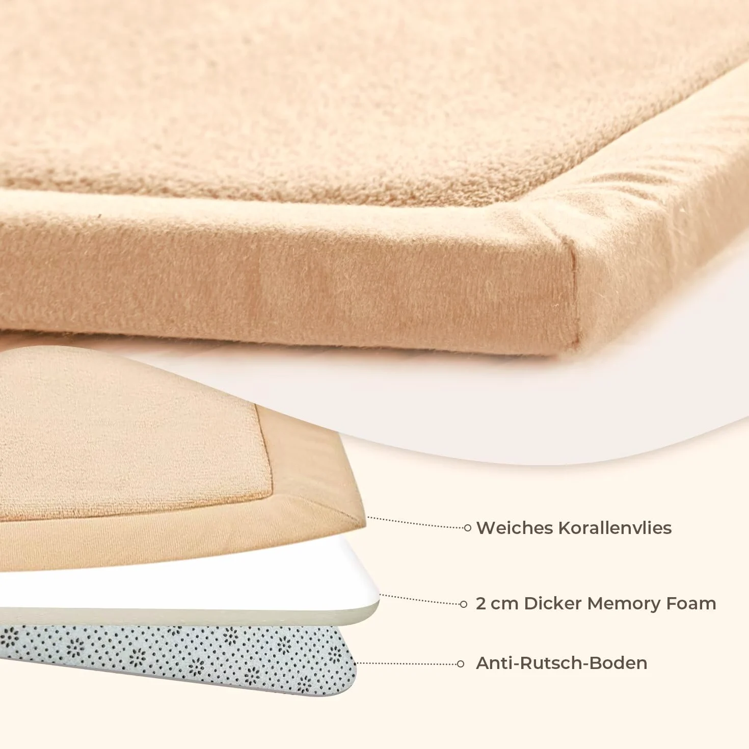 Tappeto di Velluto Corallo Ispessimento per Bambini, Coperta Strisciante Morbida, Tatami Antiscivolo (Marrone Chiaro, 200 * 220CM)