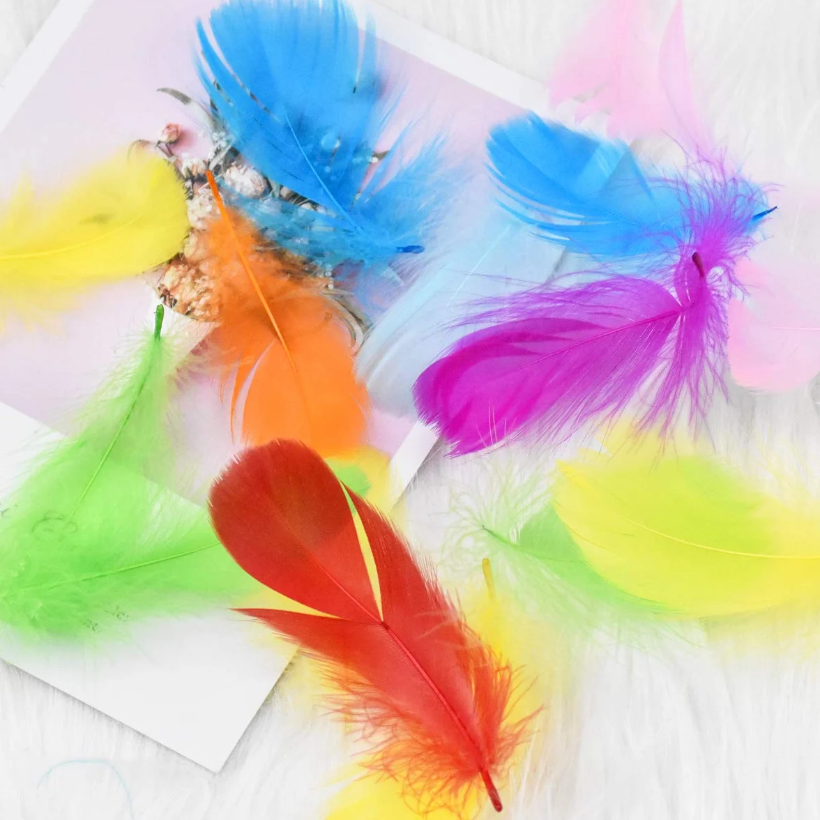 Piume Colorate Naturali 100 Pezzi per Acchiappasogni Fai da Te, Cappelli, Carnevale