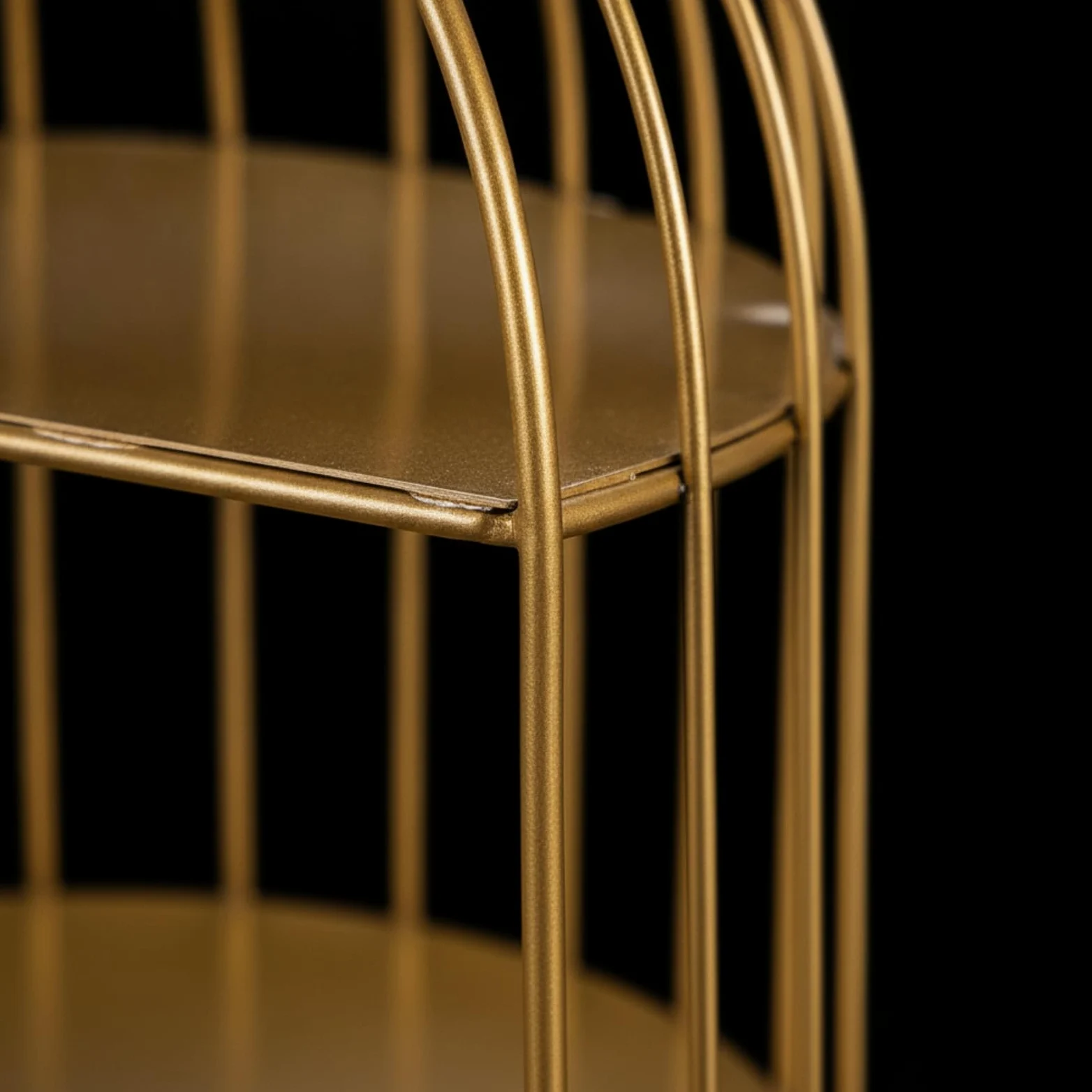 Alzata per Dolci Portatorta Vassoio Espositore in Acciaio Inox a Tre Ripiani Stile Gabbia con Manico Ad Arco Struttura , Nero , Stile Europeo, Design A Gabbia Per Uccelli A Tre Livelli