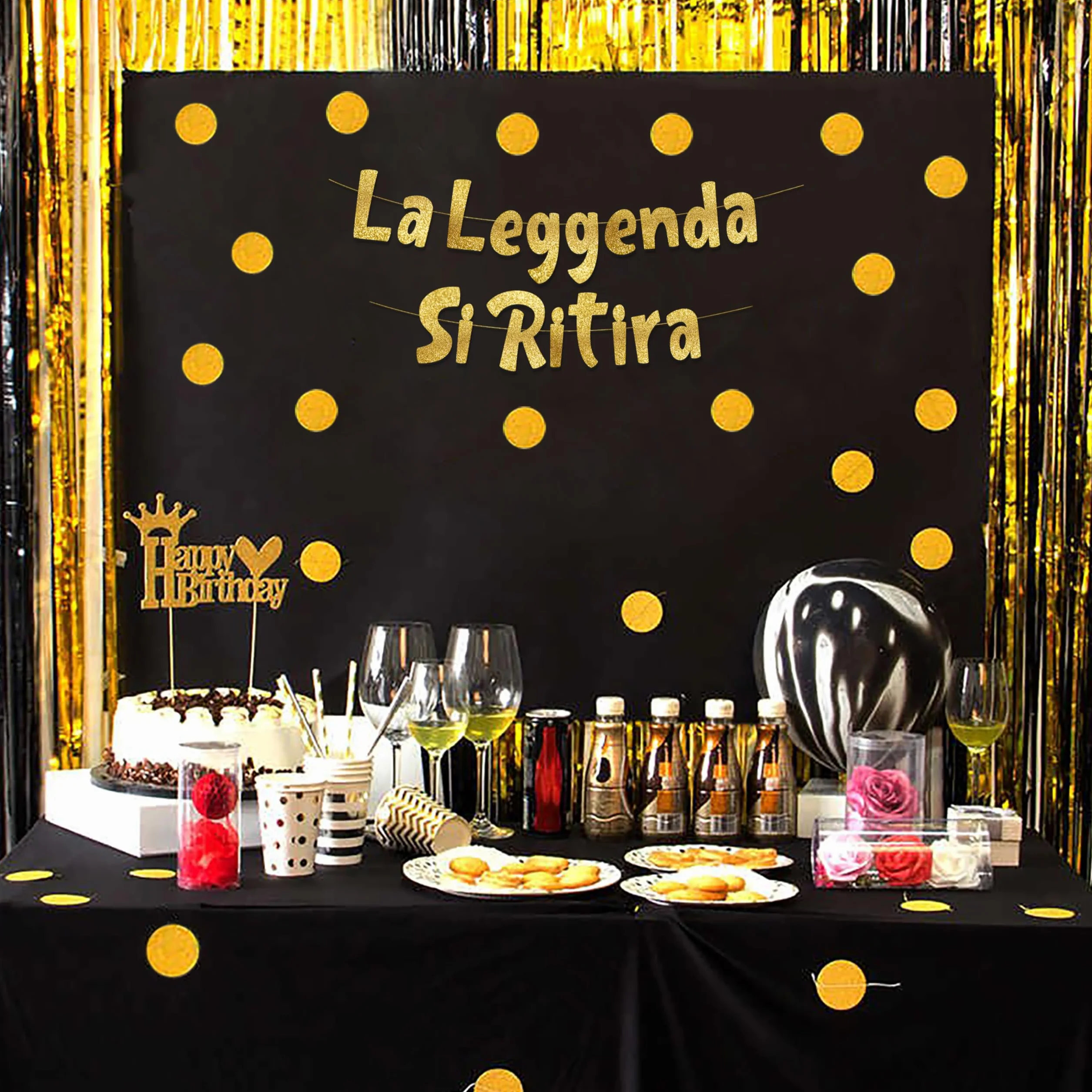 Striscione Pensionamento "La Leggenda Si Ritira" Oro Glitterato – Gadget Pensione, Decorazioni Divertenti & Regali