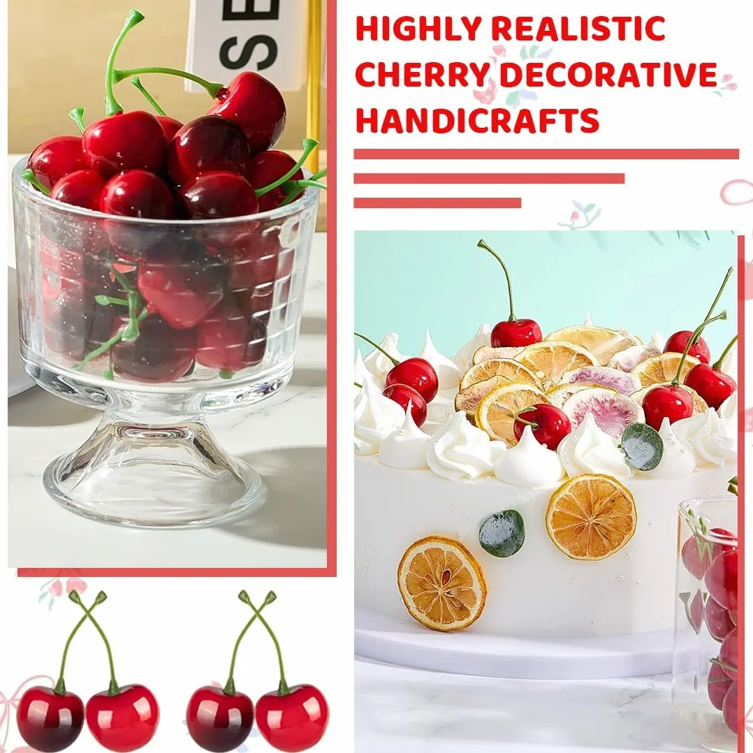 Ciliegie Artificiali Realistiche 30 Pezzi Decorativi Frutta Finta Decorazioni