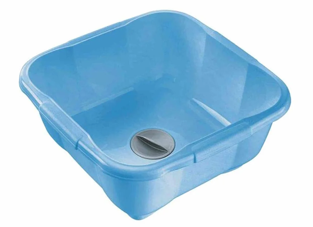 Tontarelli Baci & Tappi BACINELLA LT.9,6 CM.34X34X15h Azzurro - Acciaio Inossidabile - Lavello Quadrato Pop-Up - 2 Fori - Classico - Blu - 34x34x15 cm