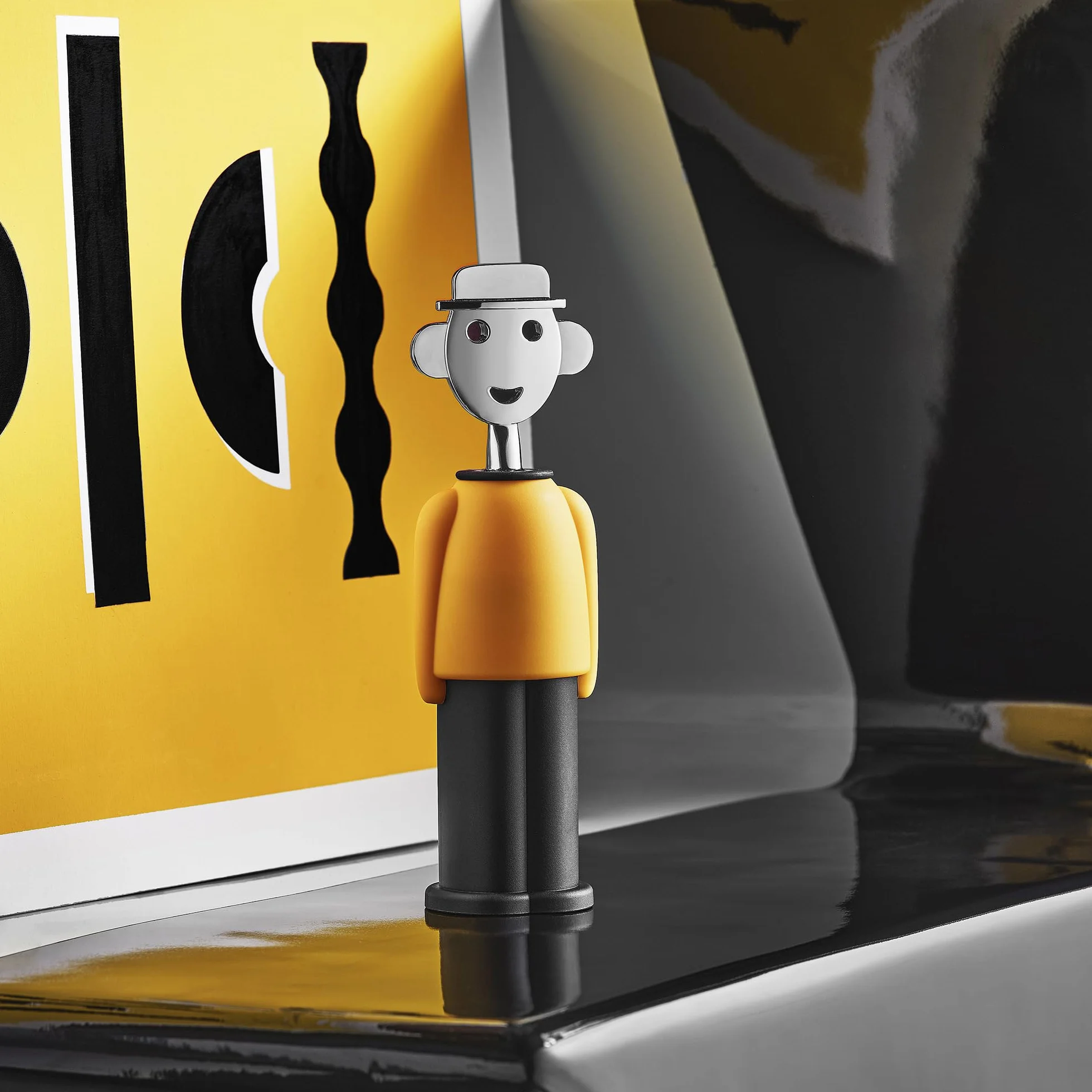 Alessi Alessandro M. AM23 YB Cavatappi di Design, in Resina Termoplastica e Zama Cromata, Giallo e Nero