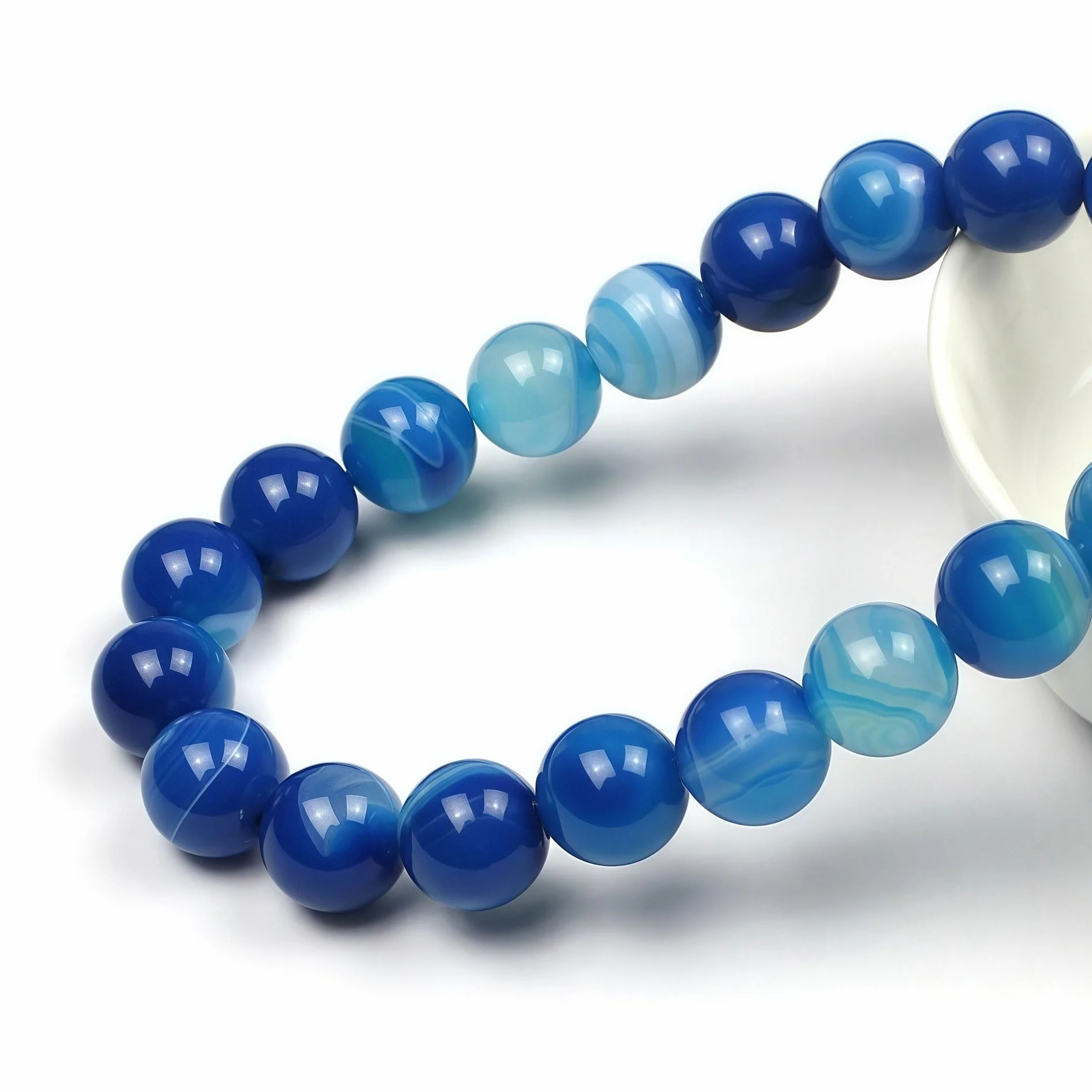 MJDCB 35 pezzi 10mm Agata Striata Blu Sciolto Perline in Pietra Semipreziose Naturale per Creazione Braccialetti Collane e Gioielli Pietre Dure per Bigiotteria Fai Da Te Rotonde