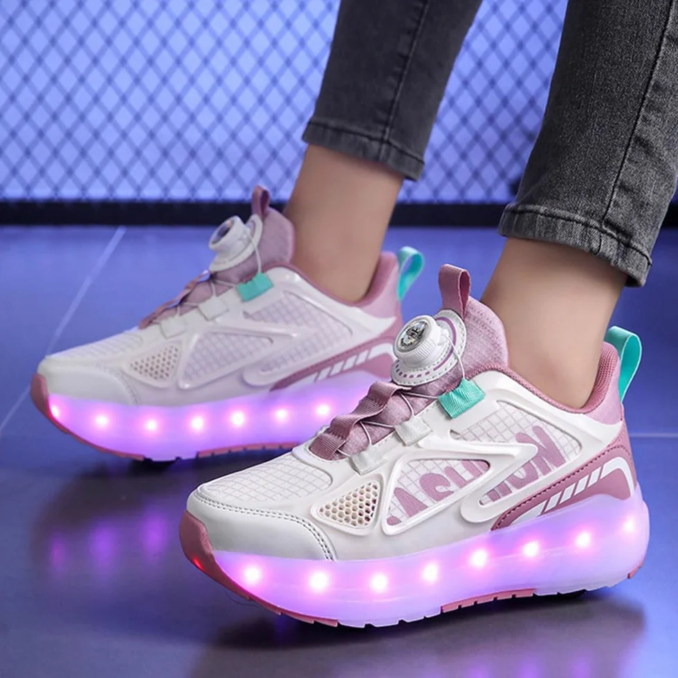 ENEN Scarpe con Rotelle Luce Bambina Bambini Sportive Scarpe da Skateboard 4 Ruote Sneakers Outdoor Multisport 29-40 EU