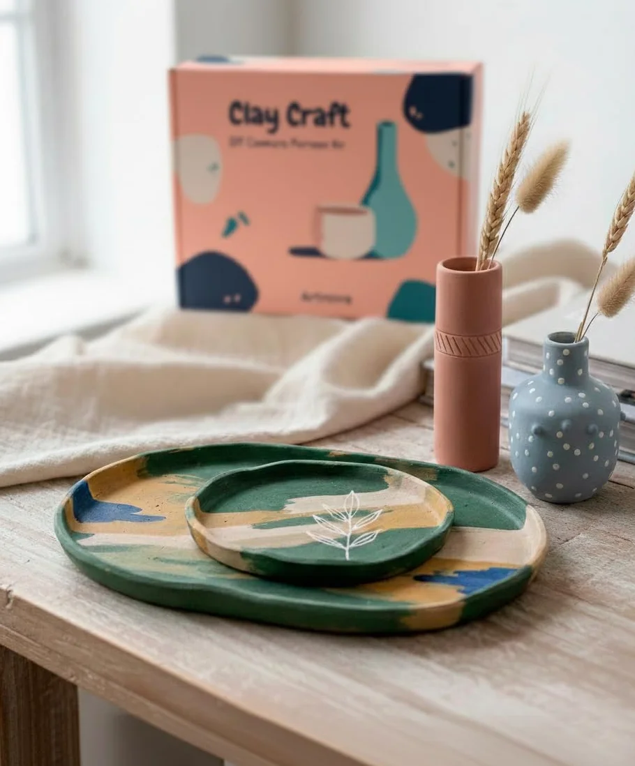 Kit ceramica: strumenti modellare, colori acrilici, guida rapida fai da te famiglia