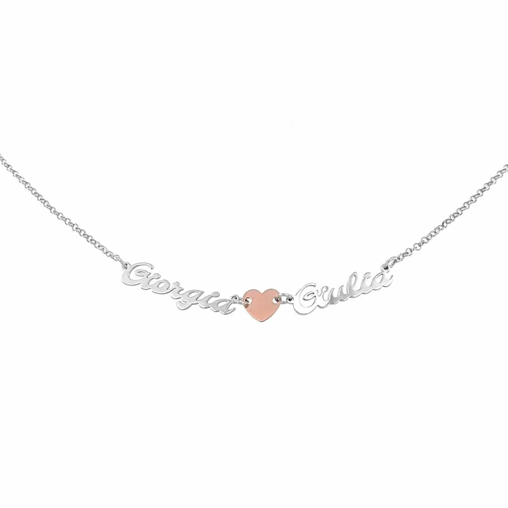 Collana in argento 925 anallergico con due nomi Made in Italy