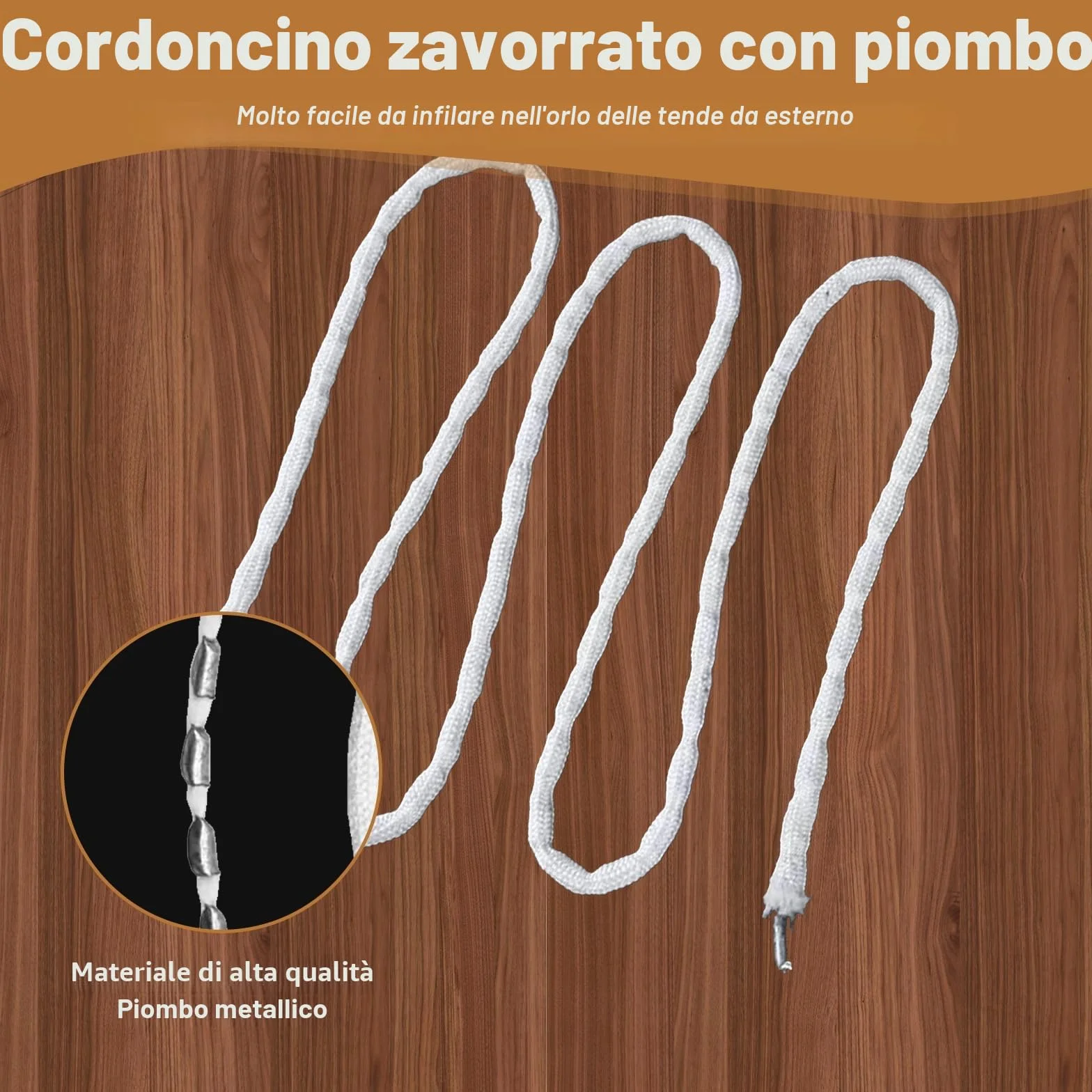 Nastro di piombo per tende 30 g 5 m bianco