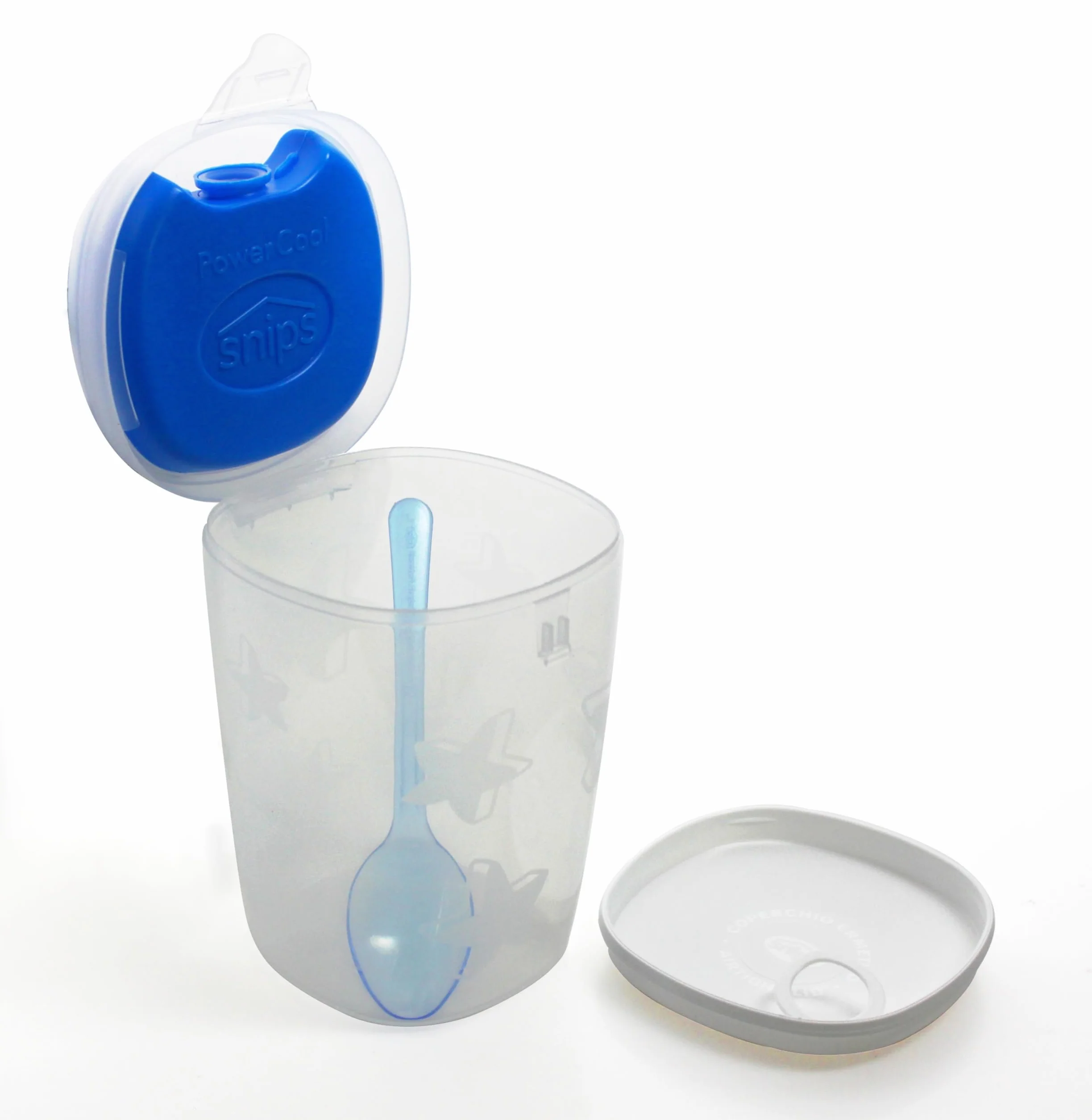 Snips Porta Yogurt Refrigerato con Cucchiaino, Lunch Box, 0,5 LT, Azzurro, Made in Italy, Bpa Free