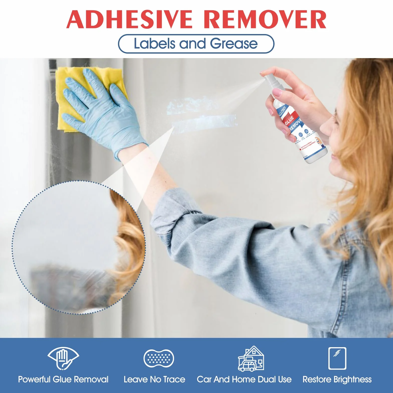 Allony Rimuovi Colla, 120 ml Togli Silicone, Rimuovi Silicone, Rimuovi Colla Adesivi, Dotato di Raschietto Multifunzionale per Rimuovere Velocemente Adesivi, Etichette e Residui di Colla
