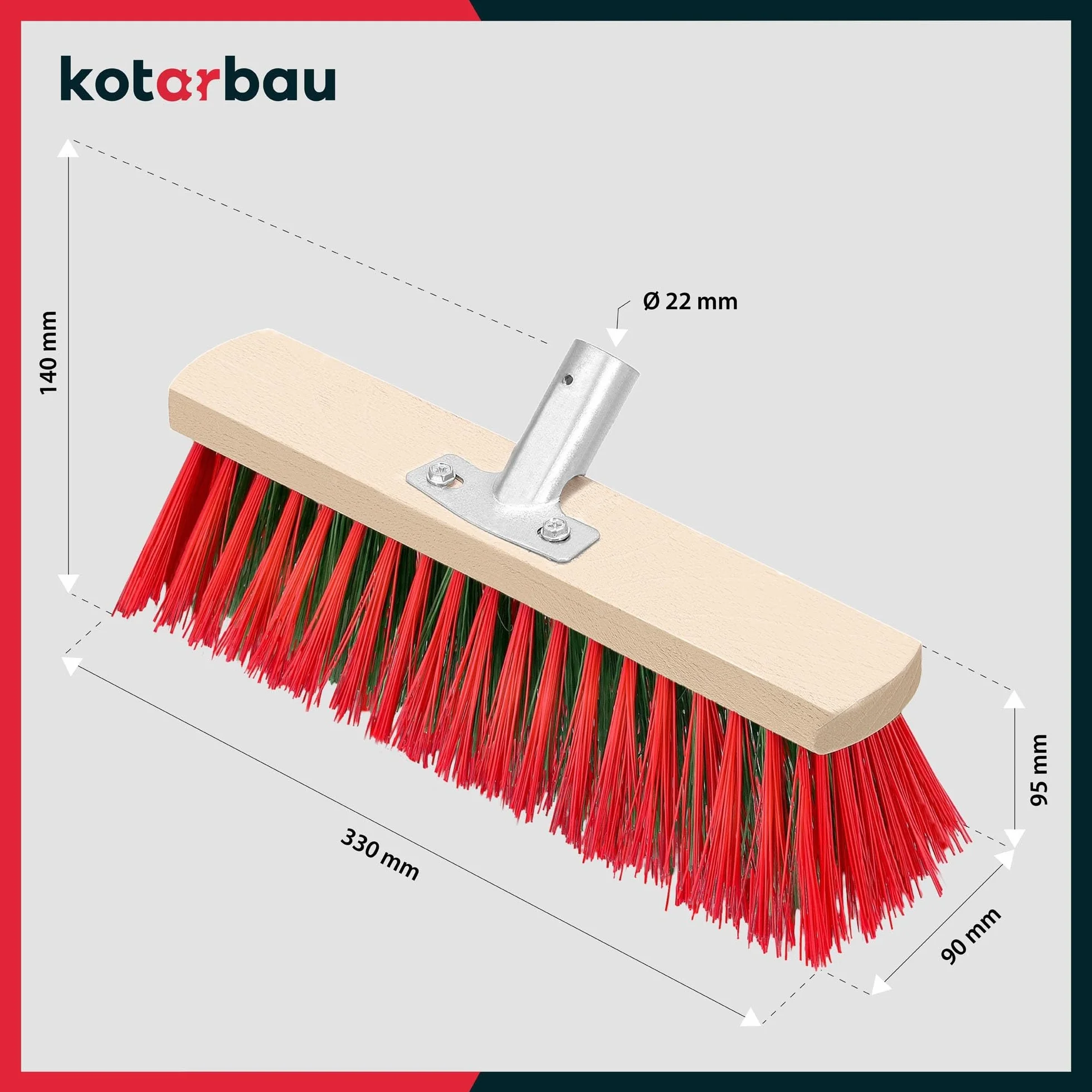 KOTARBAU Scopa da Esterno Spazzolone per Pavimenti 33 cm Industriale Legno PVC