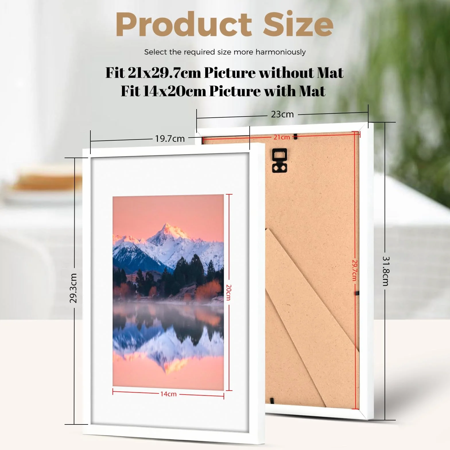 Cornice portafoto A4 21x29,7 cm DIN A4 vetro acrilico legno bianco parete orizzontale verticale