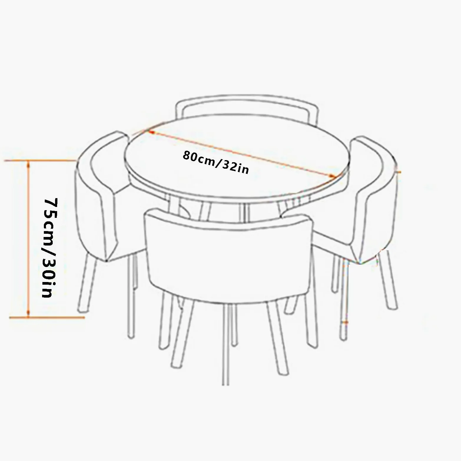 Set tavolo e sedie moderno Generic 4 persone tavolo rotondo 90 x 90 x 75 cm per caffè, ufficio e soggiorno