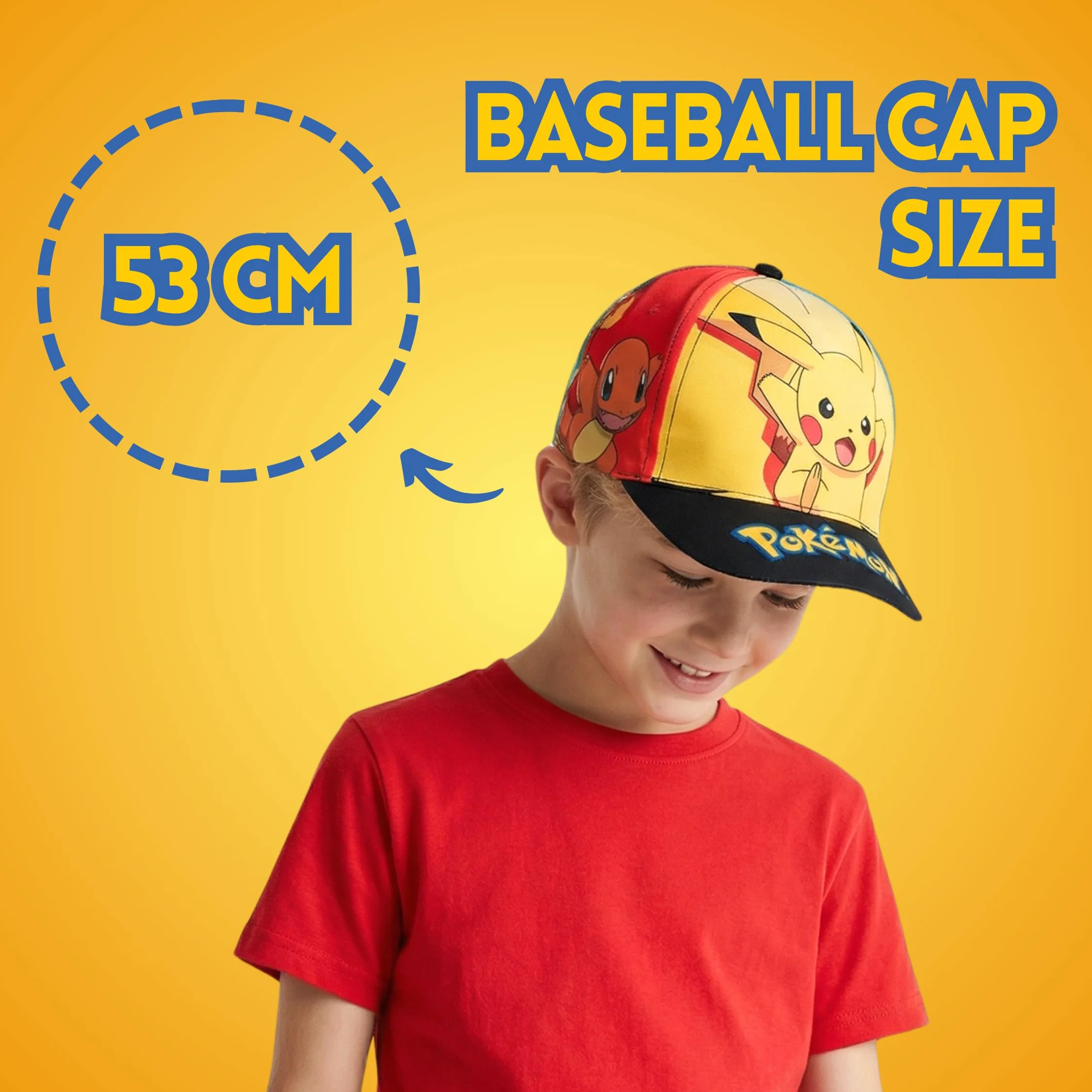 Pokémon Cappello Baseball per Ragazzi, Pikachu Bulbasaur Squirtle Charmander Eevee Berretto Estivo Design Classico per Bambini