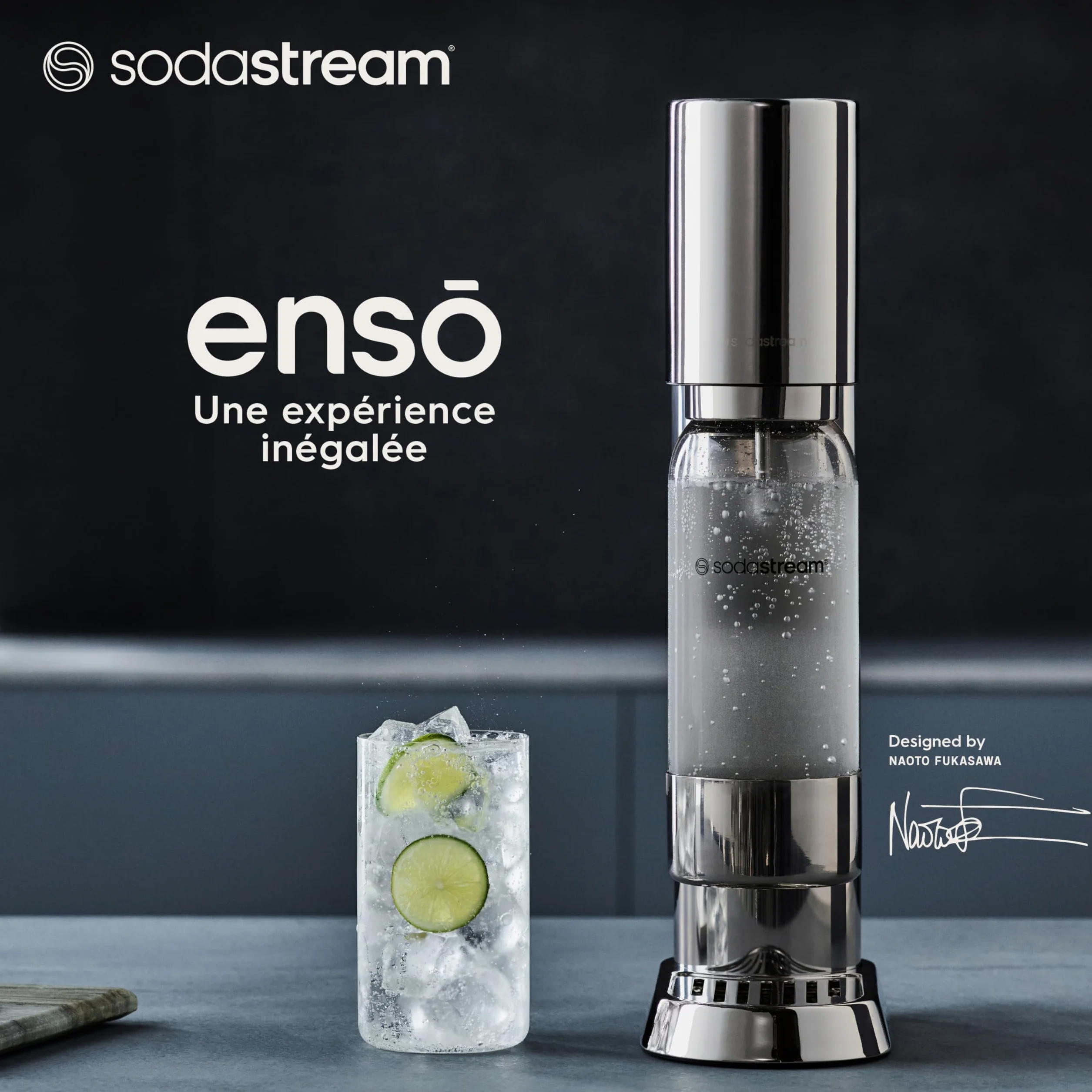 sodastream Enso Gasatore per realizzare acqua frizzante in Acciaio Inossidabile con una Bottiglia Inclusa, Cilindro CO2 Non Incluso