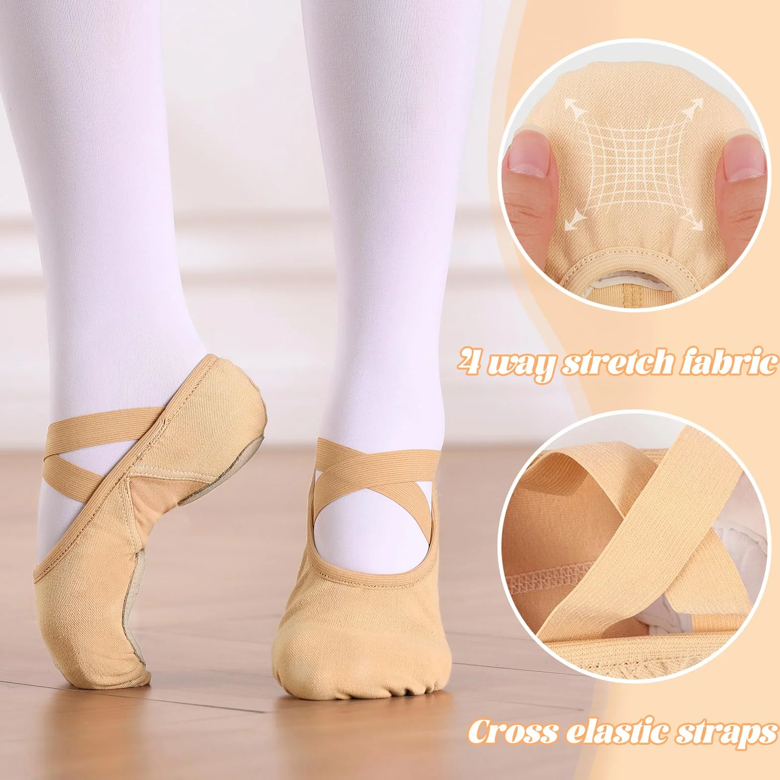 Bezioner Scarpe Danza Bambina Altamente Elastiche Scarpette Danza Classica Scarpe da Ballo Donna Suola Spezzata per Ragazze e Adulti