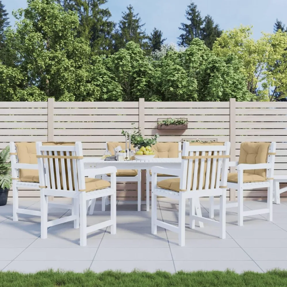 6 cuscini per sedia con schienale basso, beige, 100 x 50 x 7 cm, in tessuto, antiscivolo, con elastico e cordoncini, ergonomici per sedia da giardino, sala da pranzo e ufficio
