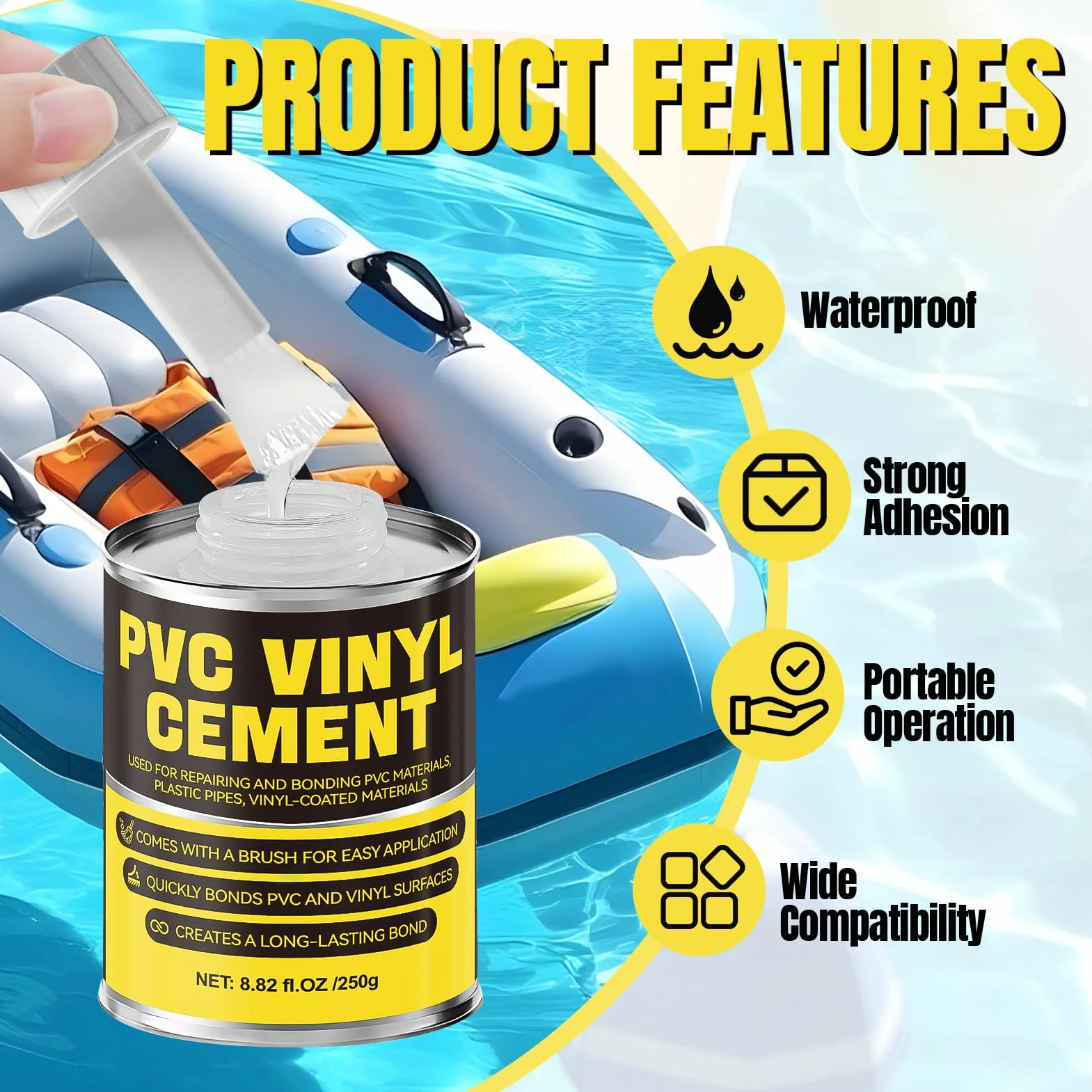 Kit Riparazione Materasso Gonfiabile 250g Colla per Plastica PVC Impermeabile