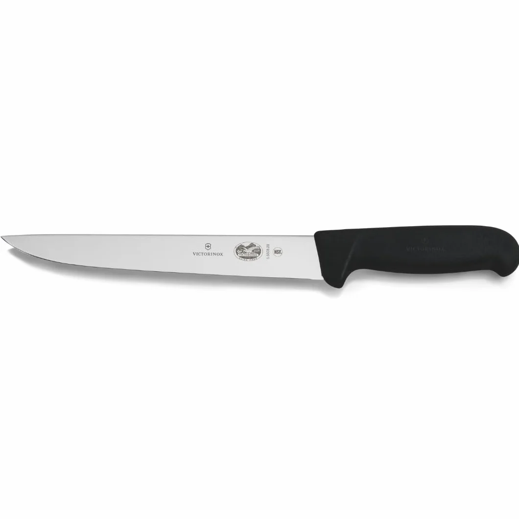 Victorinox Cutlery 20,3 cm carving Knife, Stiff Blade, Black Fibrox Handle