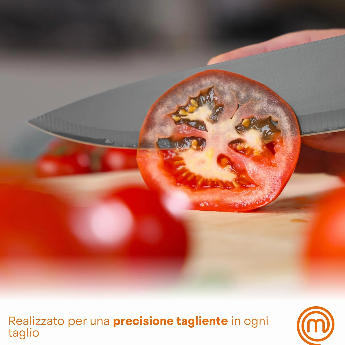 MasterChef Set Coltelli da Cucina 5 Pezzi, Acciaio Inox, Lama Affilato, Ceppo Universale Nero