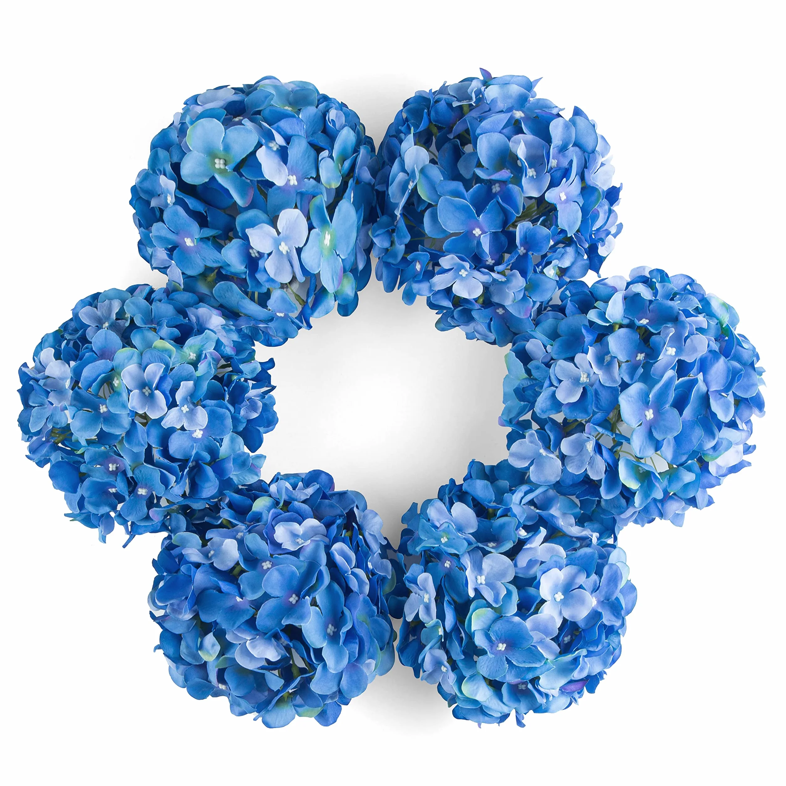 DuHouse Fiori artificiali di ortensia in seta più grandi con stelo, confezione da 6 (blu reale)