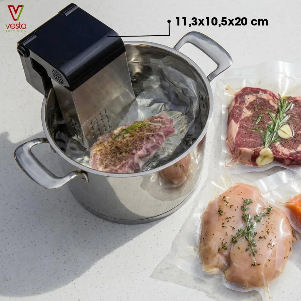 Vesta Precision Fornello a Bassa Temperatura Sous Vide Imersa Elite 1200W con APP di controllo Wi-Fi | Immersione impermeabile IPX7 | Capacità della Pompa 4,5 l/min | Colore nero