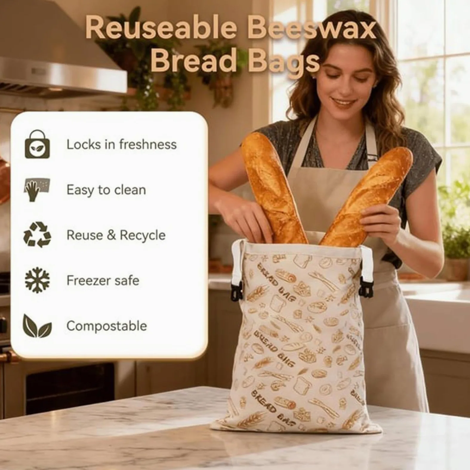 Sacchetti per pane | Contenitore per panetteria | Sacchetti per pane fatti in casa | per shopping all'aperto conservazione degli alimenti cucina quotidiana cucina casa