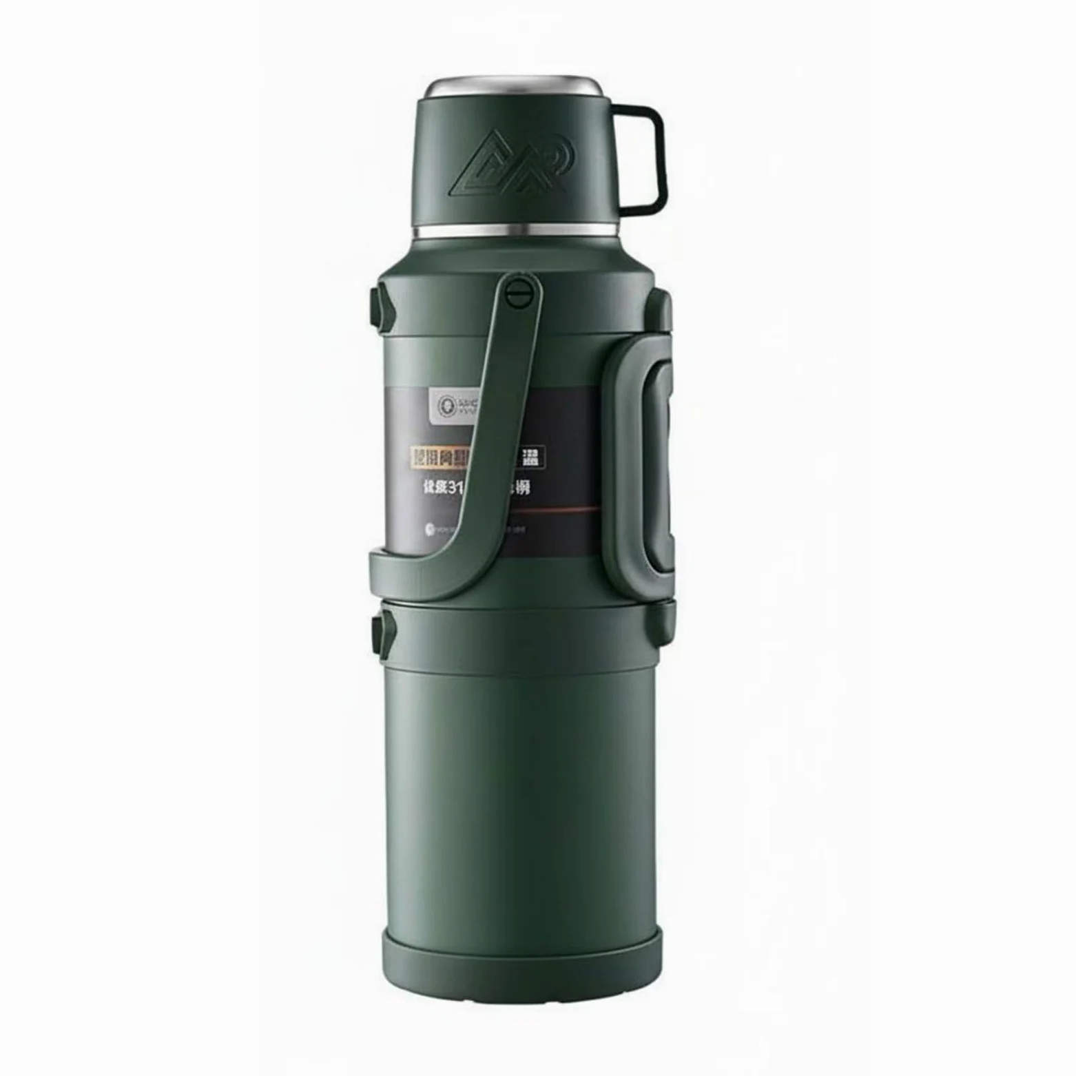 Borraccia Termica Inox 316 con Contenitore Sottovuoto Bottiglia Isolante Caraffa da Viaggio con Coperchio Tazza E Filtro Tè Adatta a Campeggio Gite, Verde Militare, 3200ml