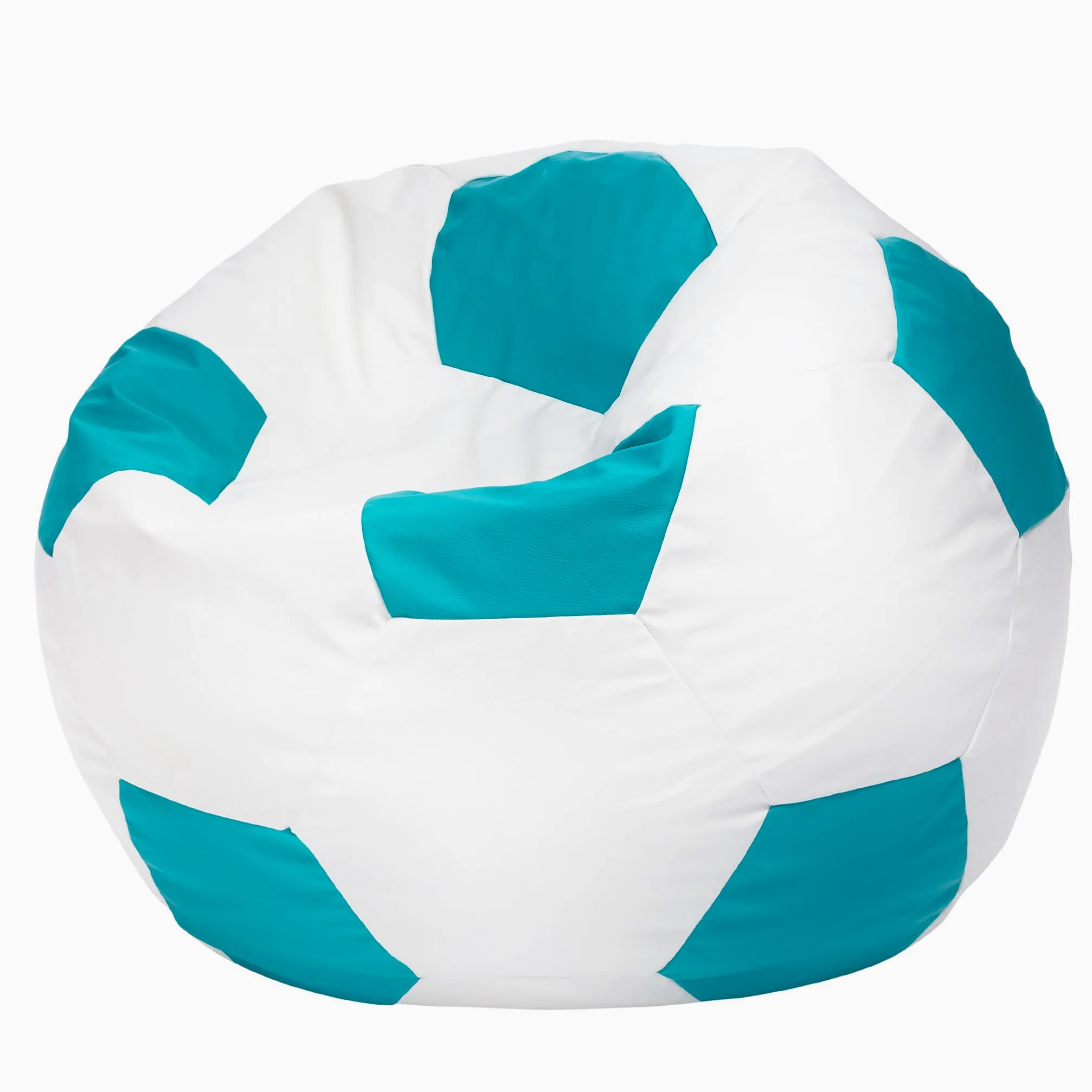 Ecopuf Pouf Calcio XL - Pouf calcio in similpelle - Ideale per tifosi, bambini - soggiorno - Poltrona da gioco - 105x80cm, Turchese E20