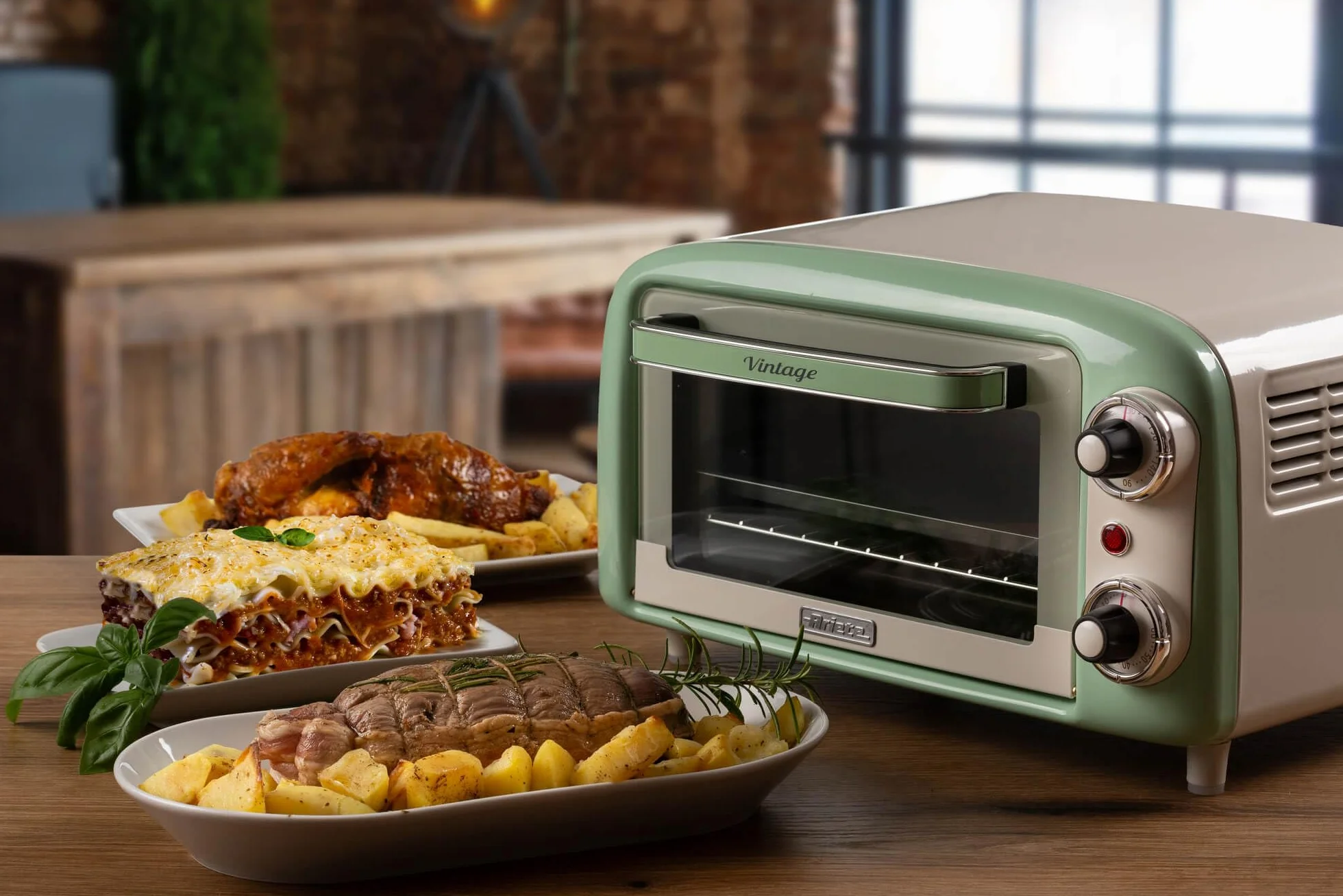 Ariete 3919 Forno Elettrico Vintage 800W 10L Doppio Vetro Zielony