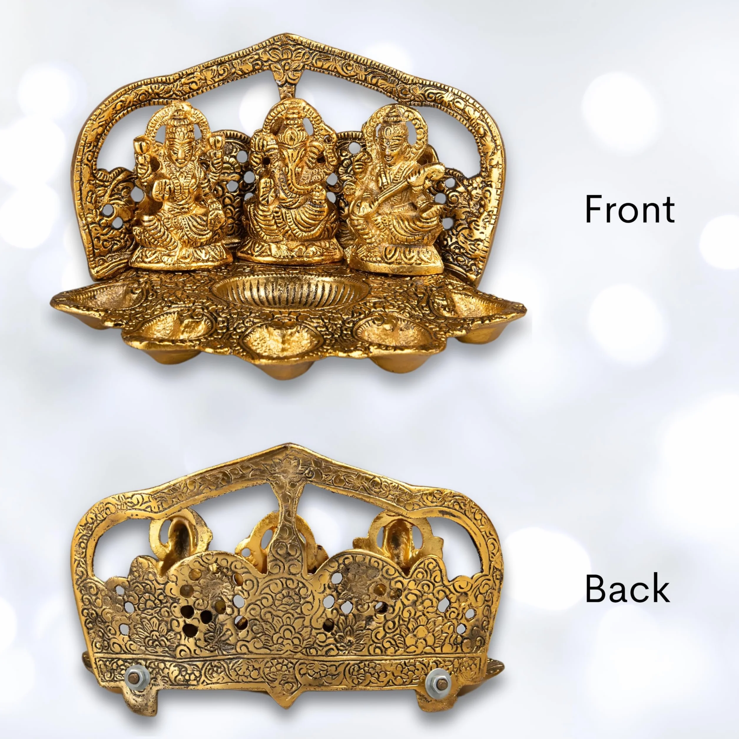 Wonder Care Lampada Diya Lakshmi Ganesha Saraswati per Pooja e decorazione della casa, decorazioni per Diwali, Diya tradizionale per Diwali, lampada Diya per Pooja