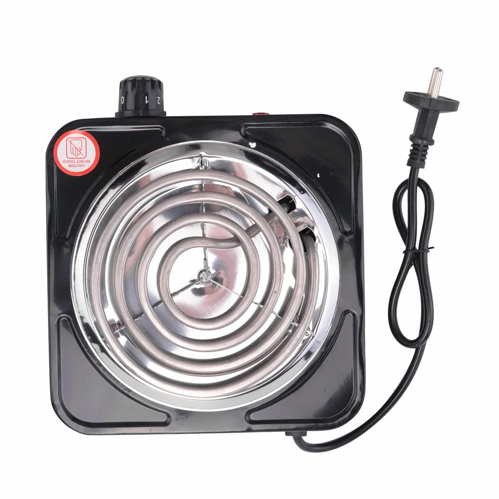 Stufa elettrica a bruciatore singolo, compatta e portatile, piastra riscaldante a temperatura regolabile, 1500 W, spina europea nera e acciaio inossidabile