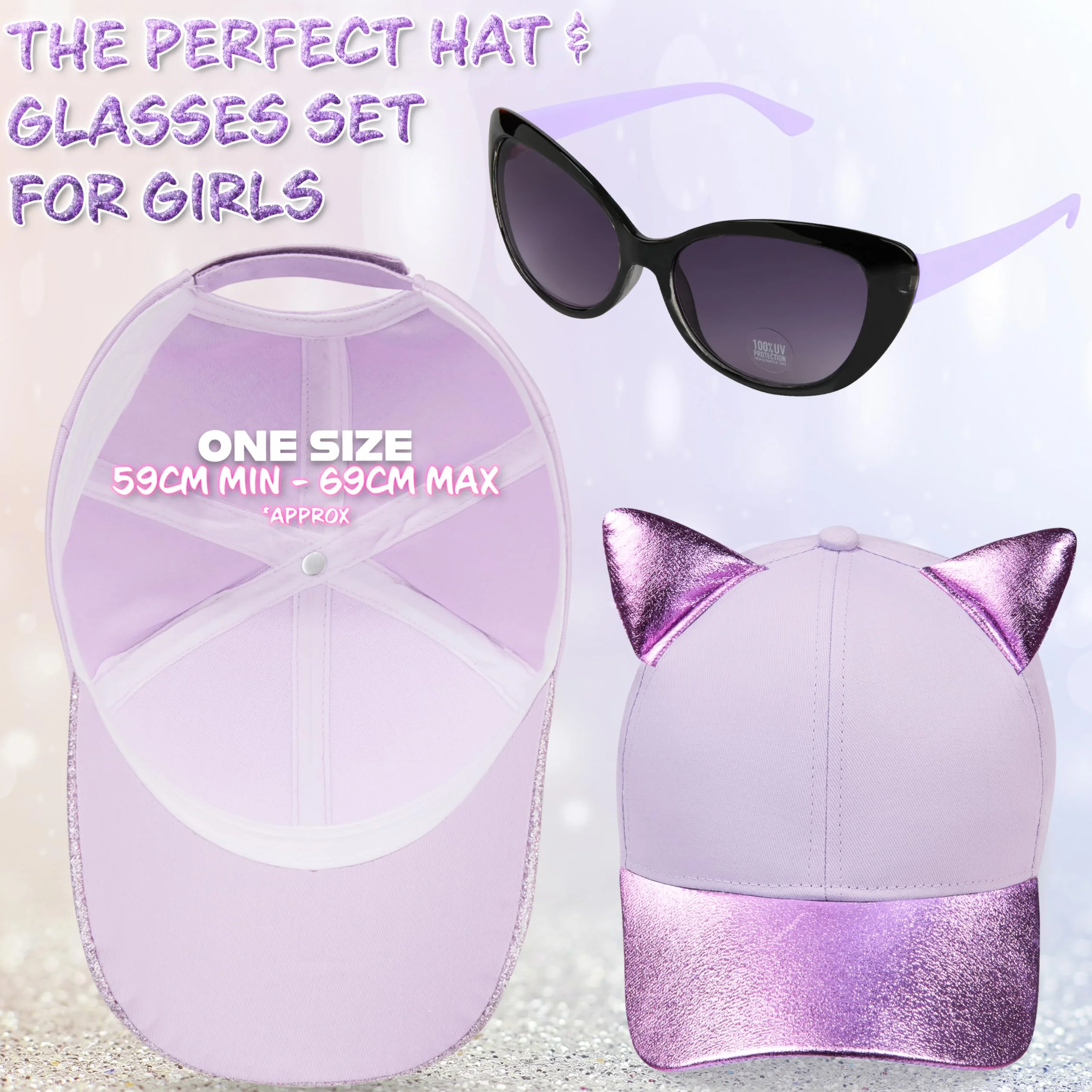 CityComfort Cappellino Baseball Regolabile e Protezione UV Occhiali da Sole Bambina Set